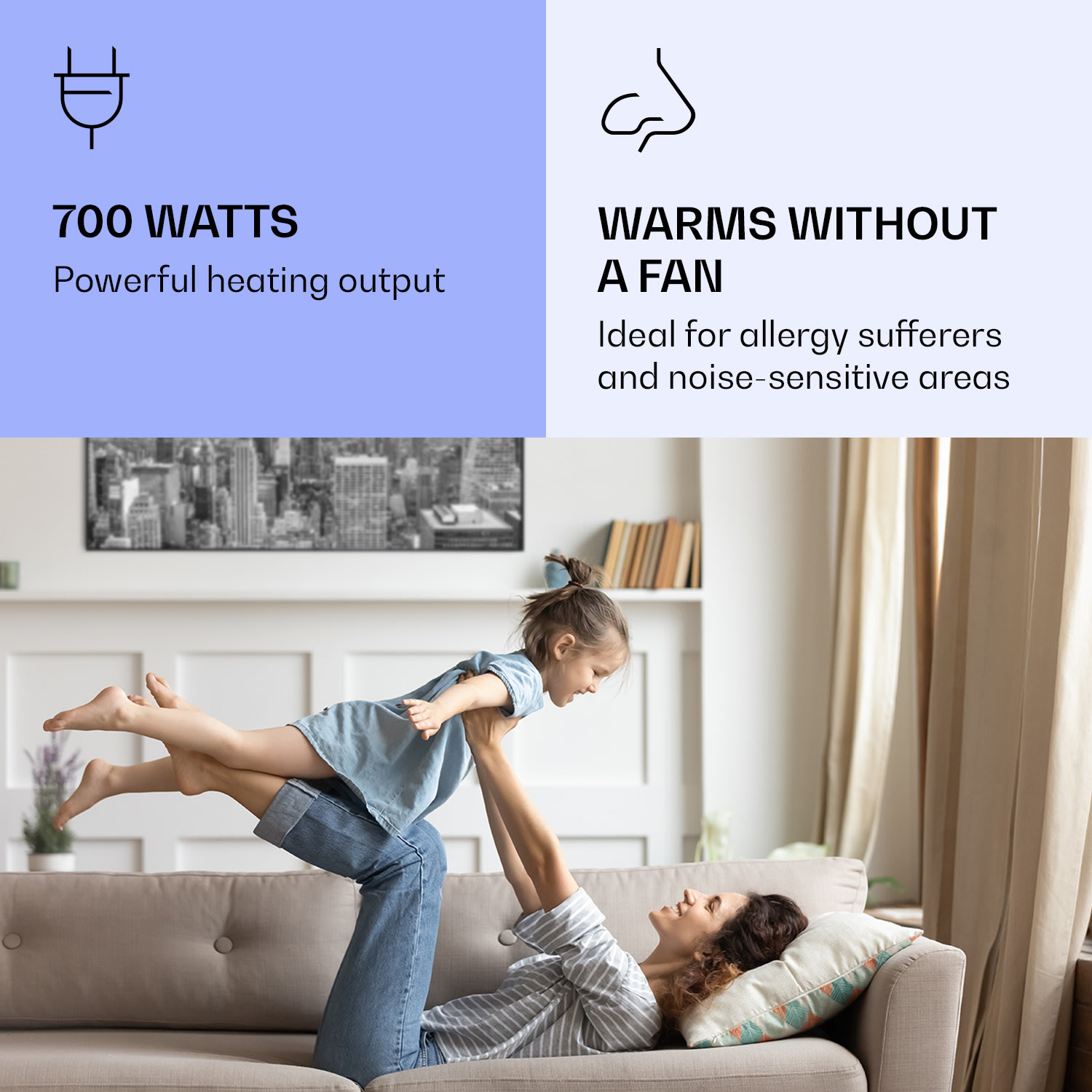 Klarstein Wonderwall Air Art Smart, infračervený ohrievač, 120 × 60 cm, 700 W, New York City – Obrázok 5