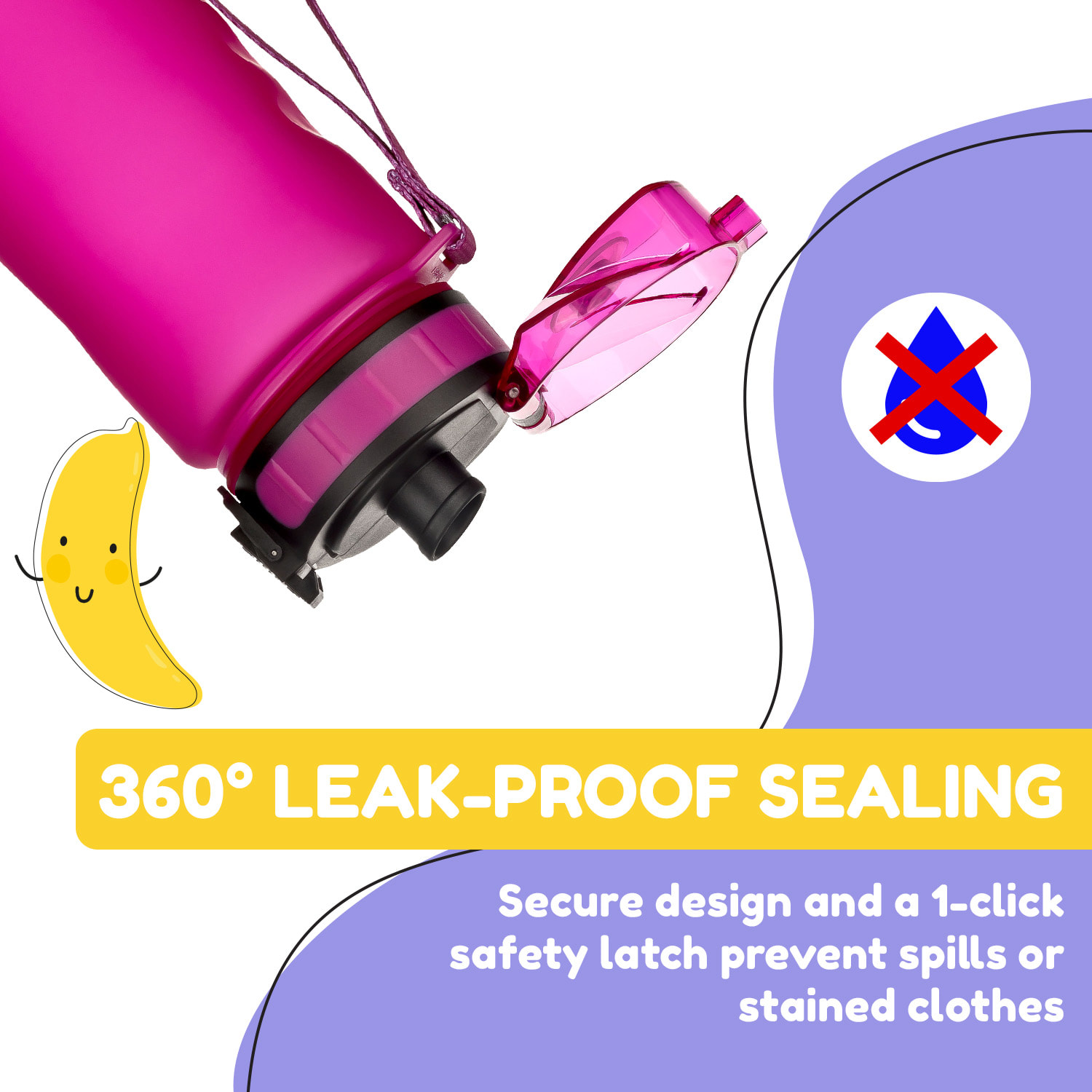 Klarstein Schmatzfatz, fľaša na pitie, športová fľaša, 500 ml, 24 cm, Tritan – Obrázok 3