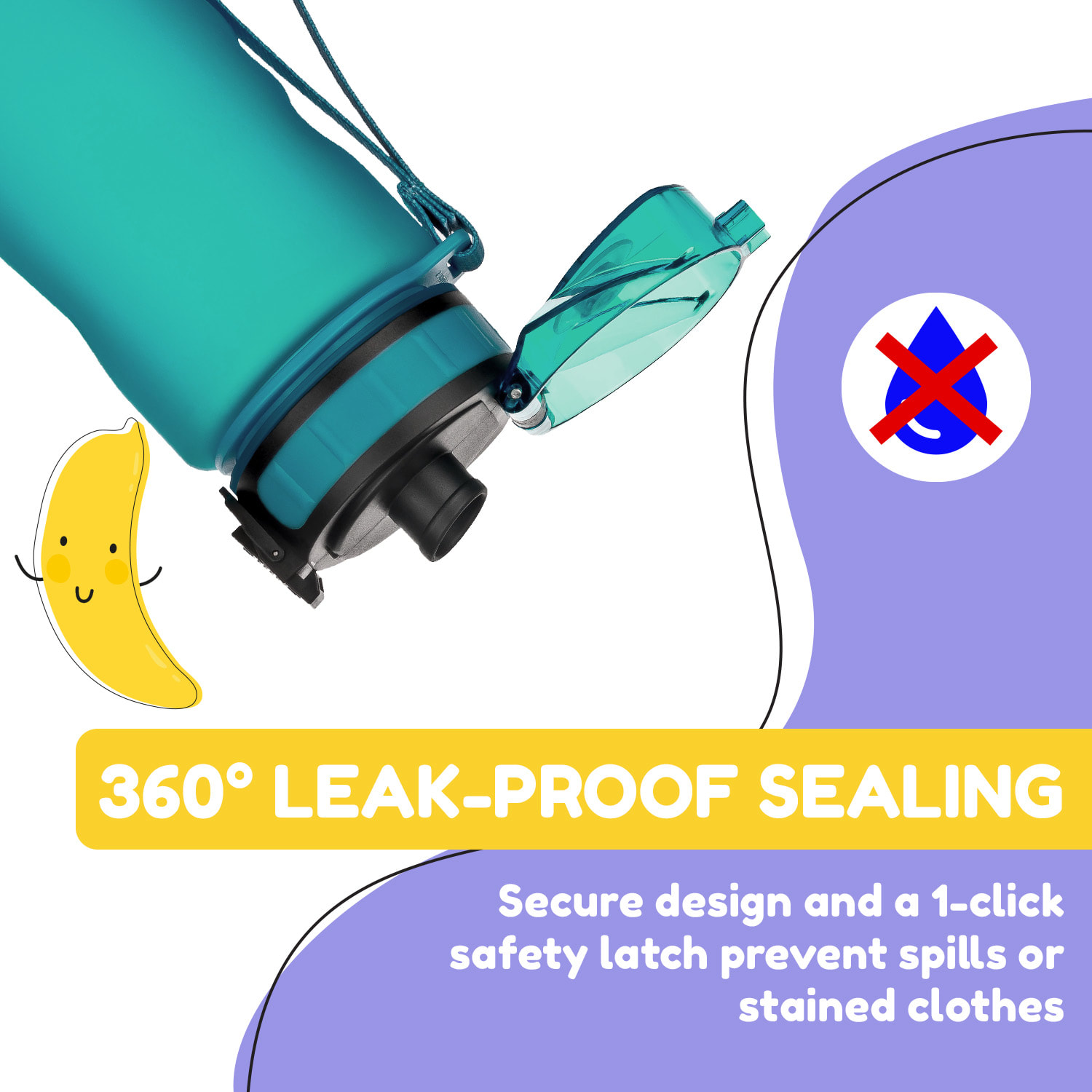 Klarstein Schmatzfatz, fľaša na pitie, športová fľaša, 500 ml, 24 cm, Tritan – Obrázok 3