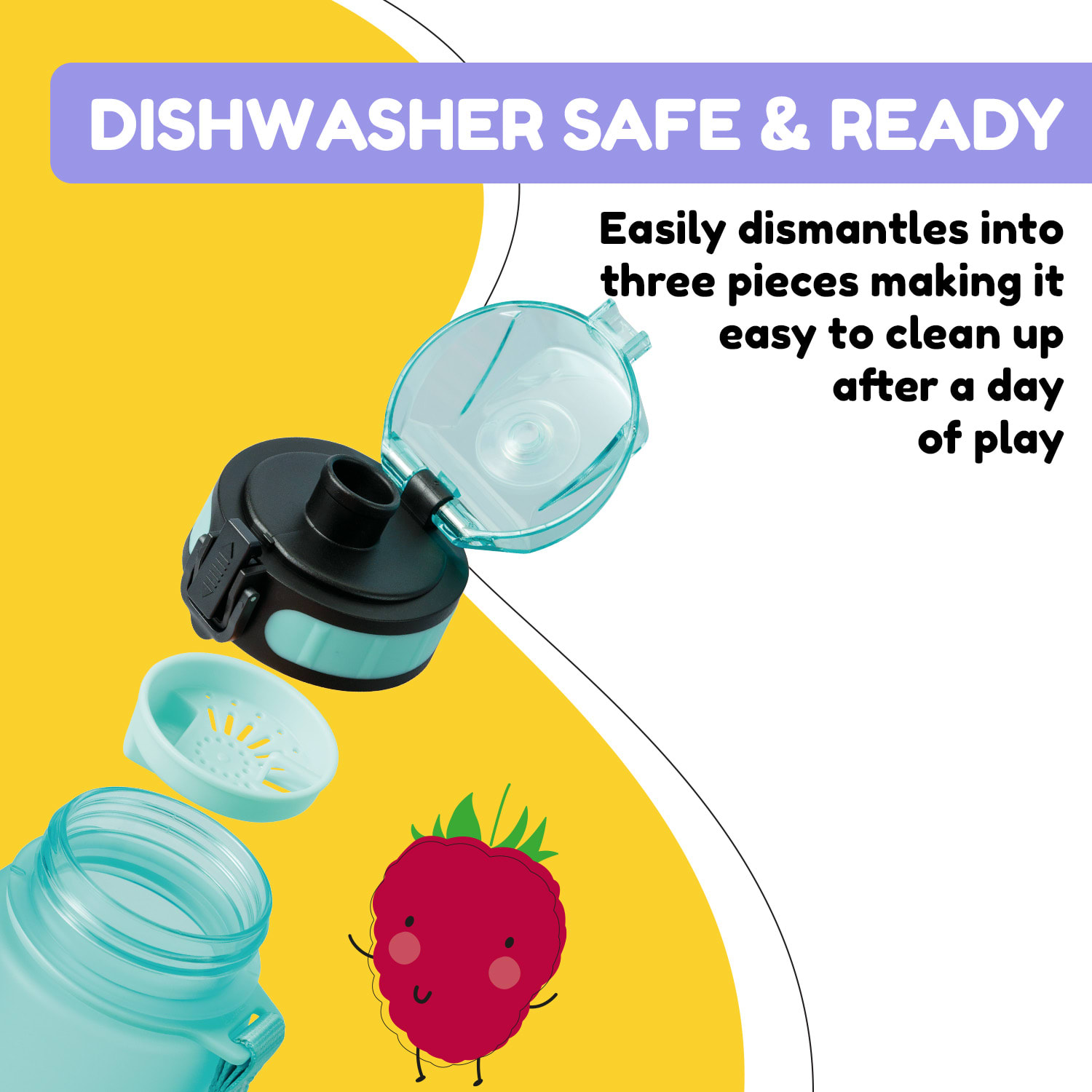 Klarstein Schmatzfatz, fľaša na pitie, športová fľaša, 350 ml, 18 cm, Tritan – Obrázok 4