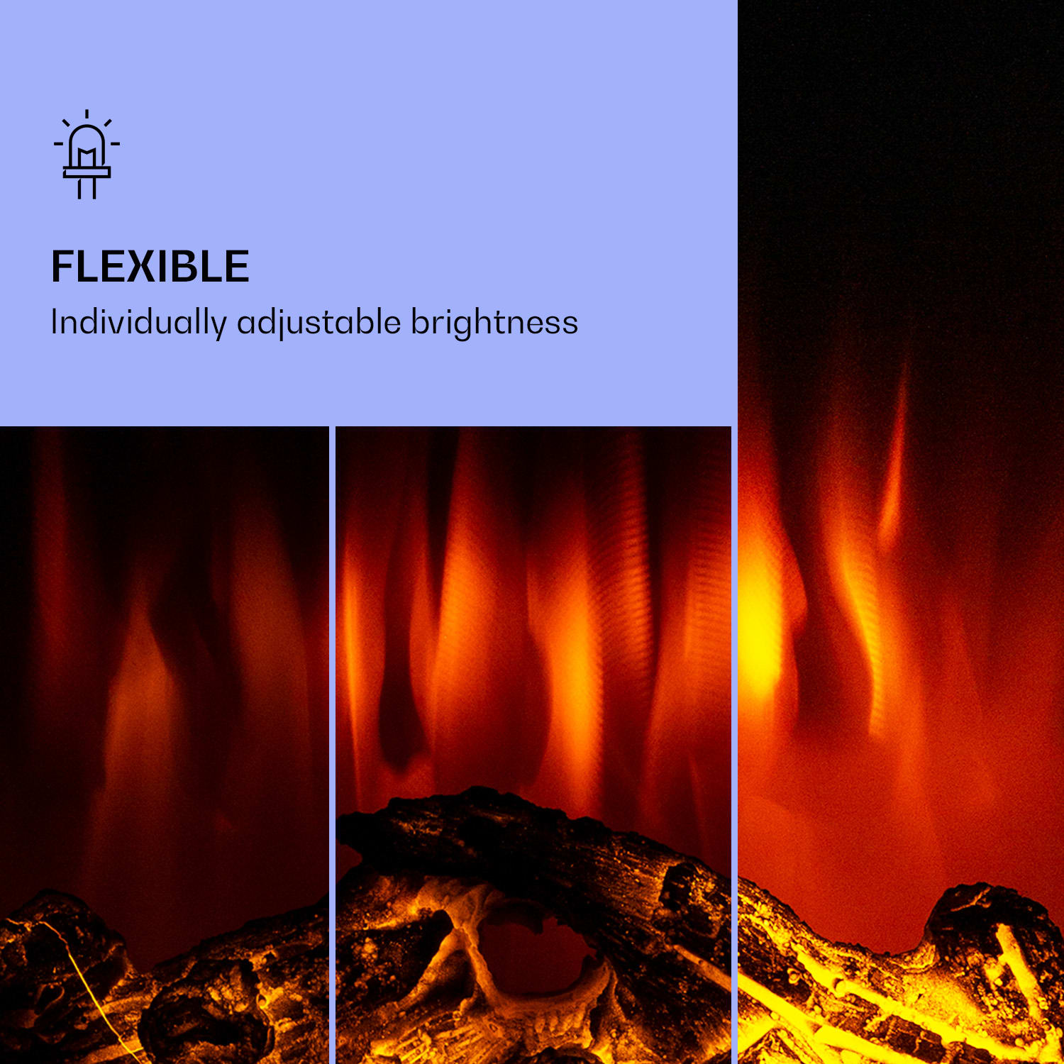 Klarstein Lamington, elektrický krb, 2000 W, LED plameň, teplovzdušný ohrievač, časovač, osvetlenie – Obrázok 4