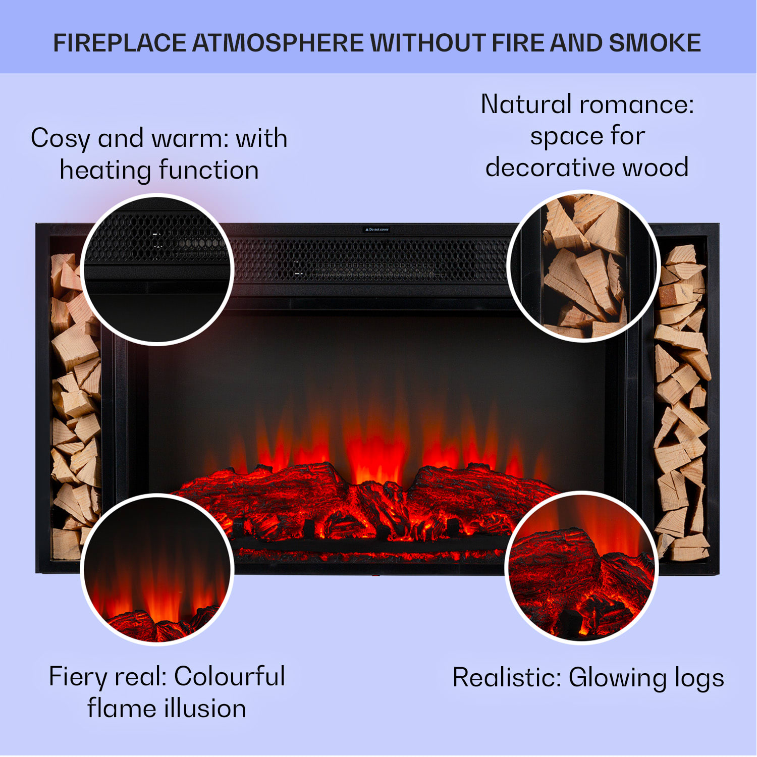 Klarstein Villarrica, elektrický krb, 1900 W, LED technológia, diaľkové ovládanie – Obrázok 2