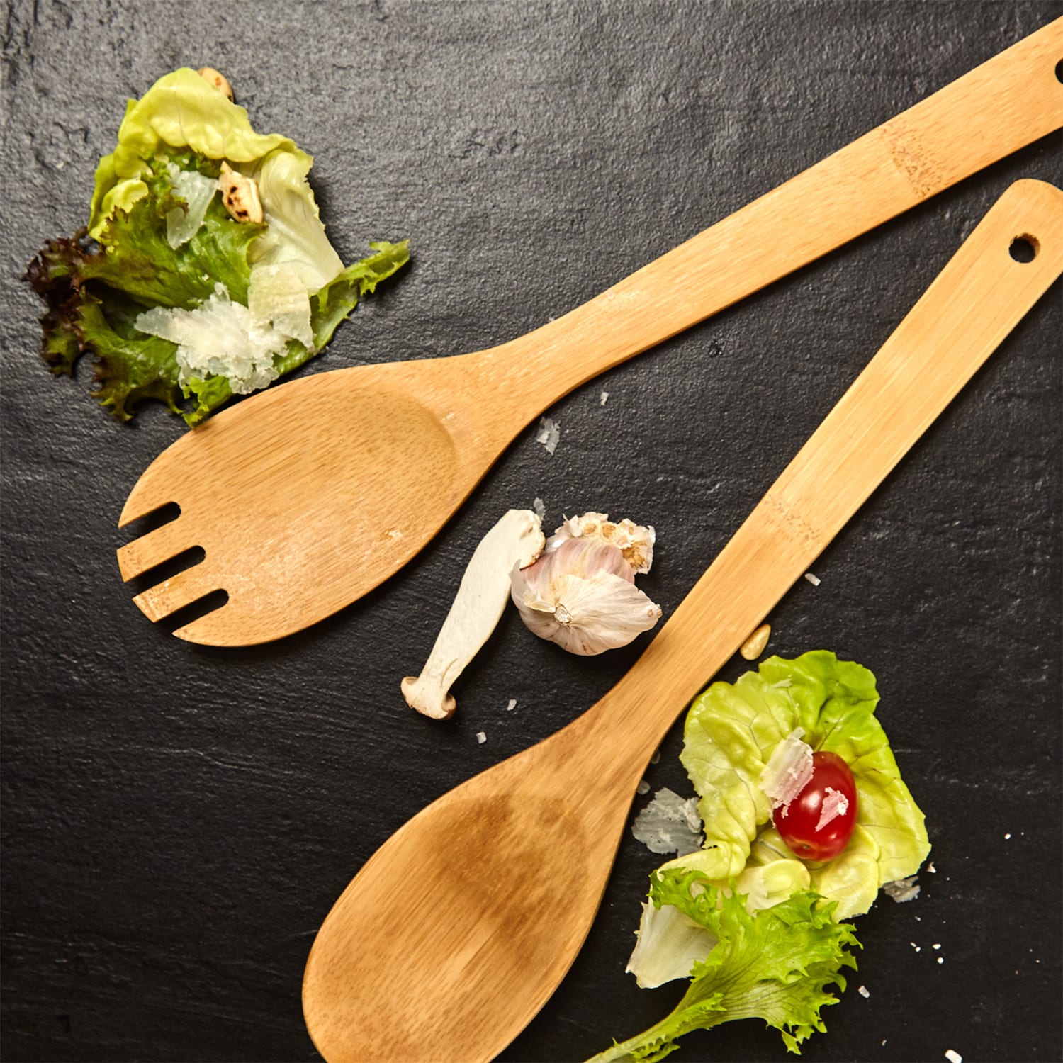 Klarstein Kuchynské príslušenstvo, kuchynské lyžice a obracačky, súprava 6 kusov, ekologické, bambus – Obrázok 5