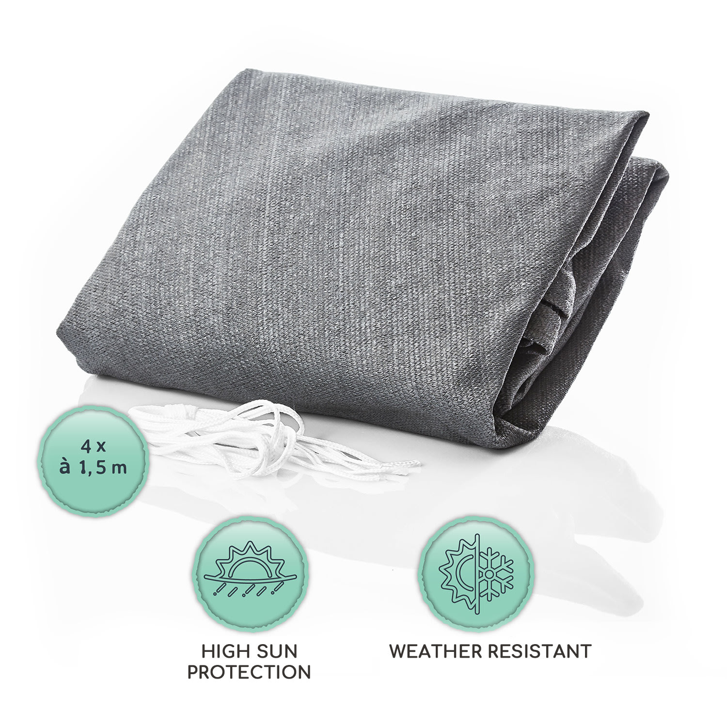 Blumfeldt Pravouhlá slnečná clona, 2 x 4 m, s upevňovacími okami, polyester, priedušná – Obrázok 5