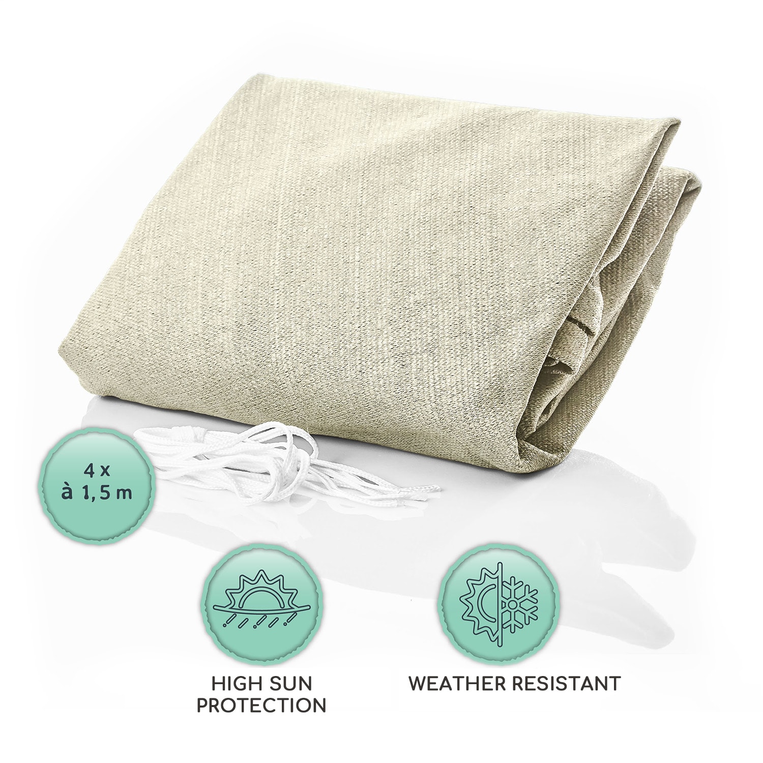 Blumfeldt Štvorcová slnečná clona, 4 x 4 m, s upevňovacími okami, polyester, priedušná – Obrázok 5