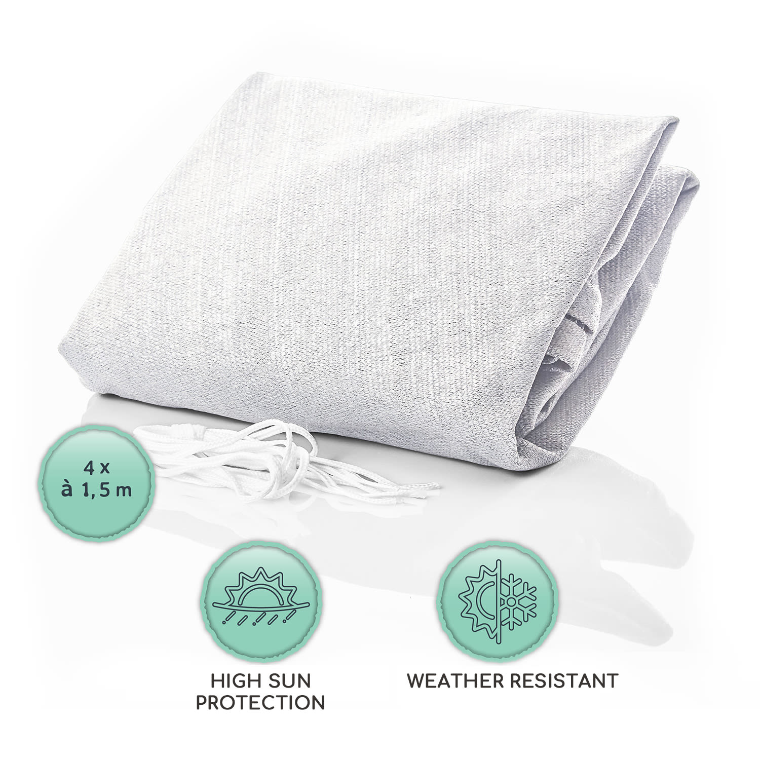 Blumfeldt Obdĺžniková slnečná clona, 3 x 4 m, s upevňovacími okami, polyester, priedušná – Obrázok 5