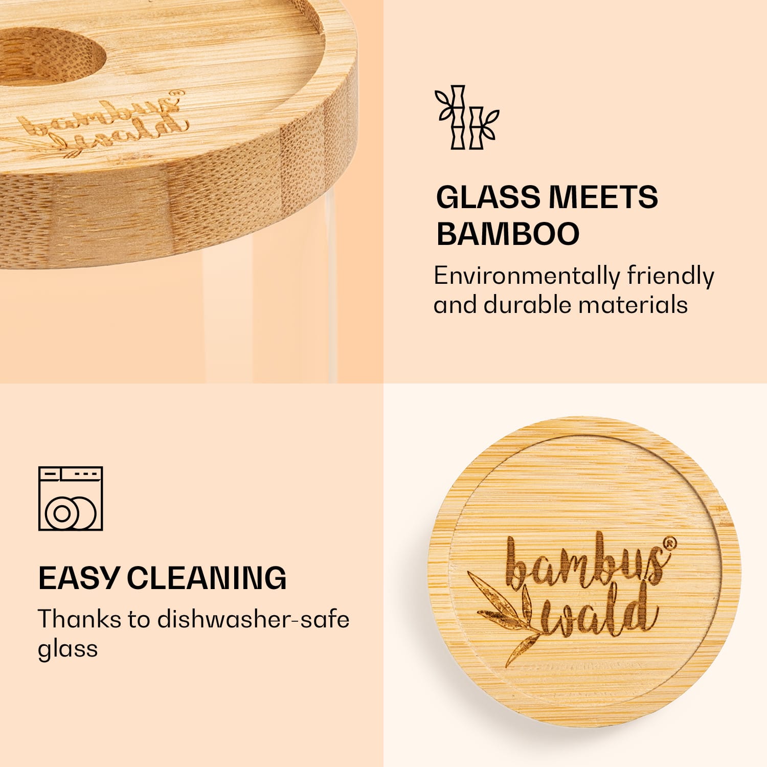 Klarstein Skladovacia nádoba, s bambusovým uzáverom, 320 ml, stohovateľná, vzduchotesná – Obrázok 4