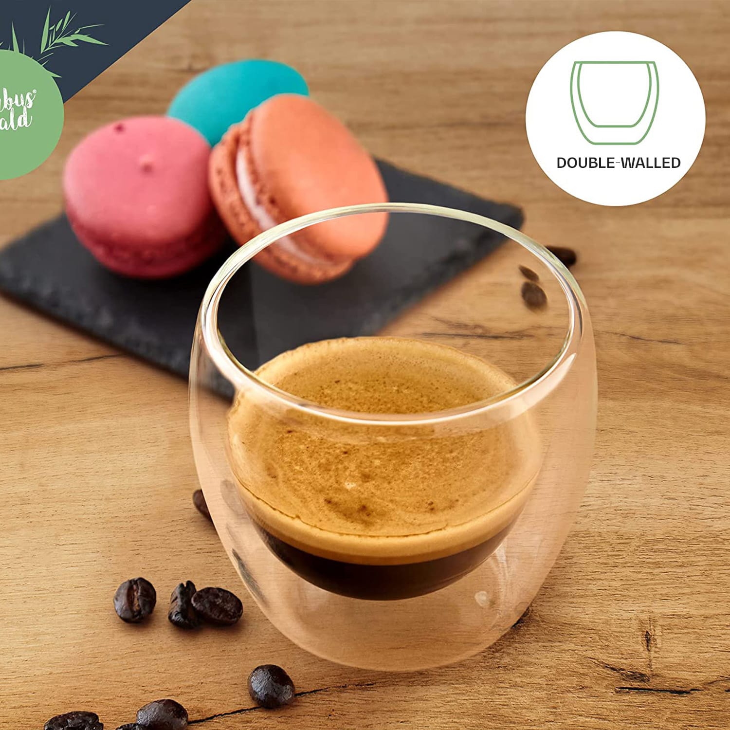 Bambuswald Pohár na kávu, 100 ml, termopohár, ručná výroba, borosilikátové sklo – Obrázok 4