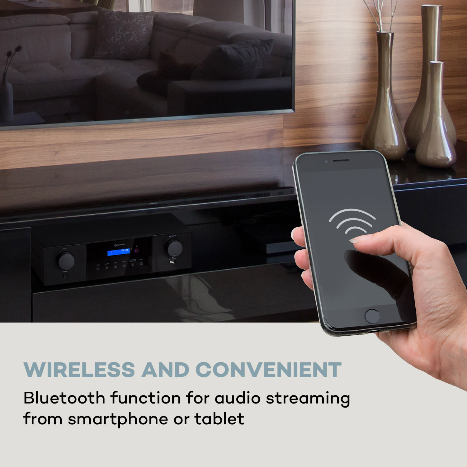 Auna AMP-4000 DAB, Hifi stereo zosilňovač, DAB+ rádio, USB, diaľkové ovládanie, LED displej – Obrázok 3