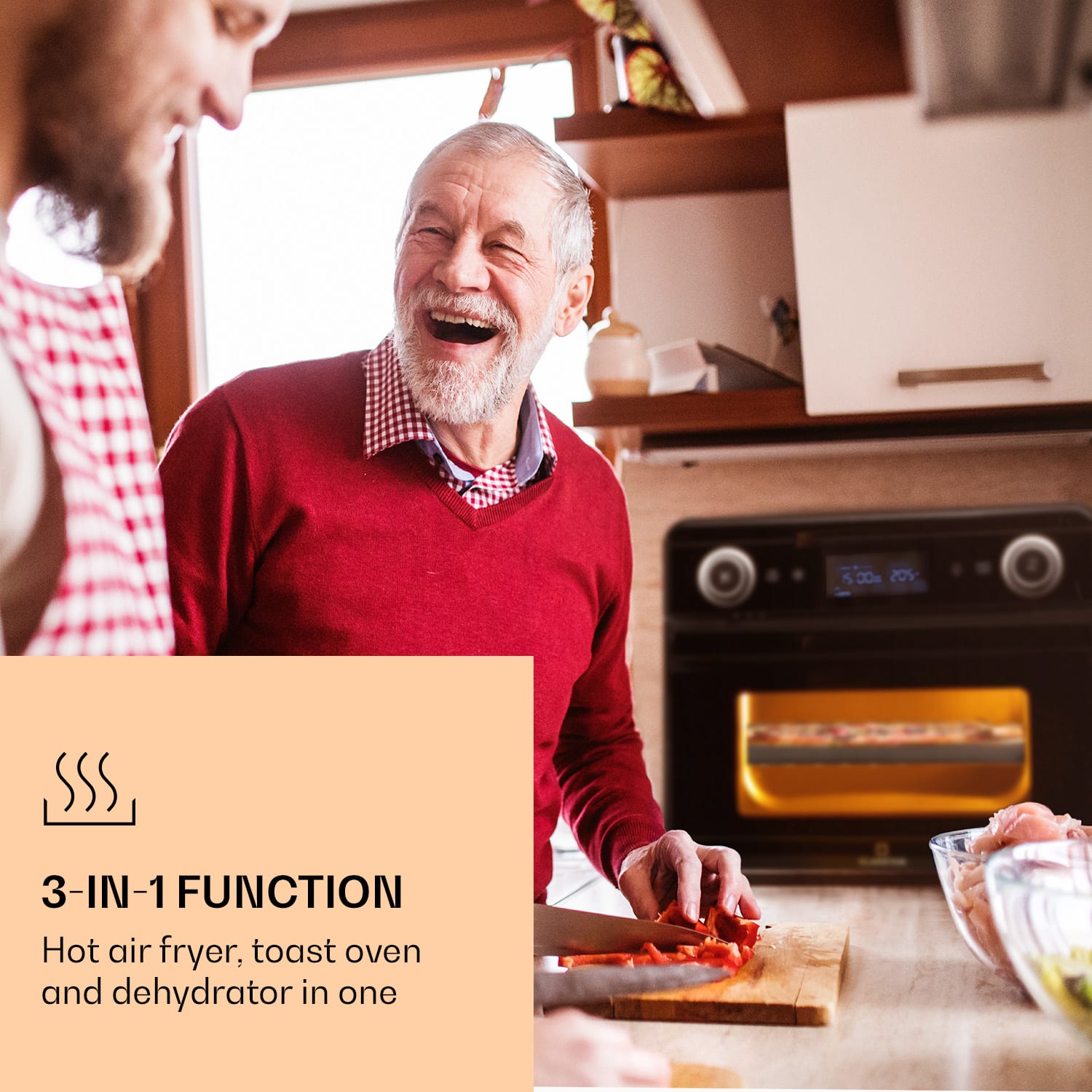 Klarstein AeroVital Jumbo 3 v 1, teplovzdušná fritéza, toaster, dehydrátor, 1550 W, 18 l – Obrázok 2