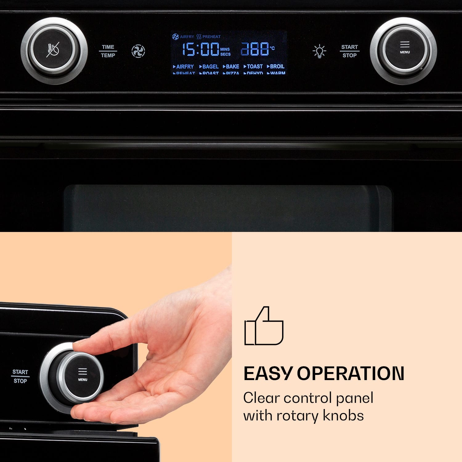 Klarstein AeroVital Jumbo 3 v 1, teplovzdušná fritéza, toaster, dehydrátor, 1550 W, 18 l – Obrázok 3