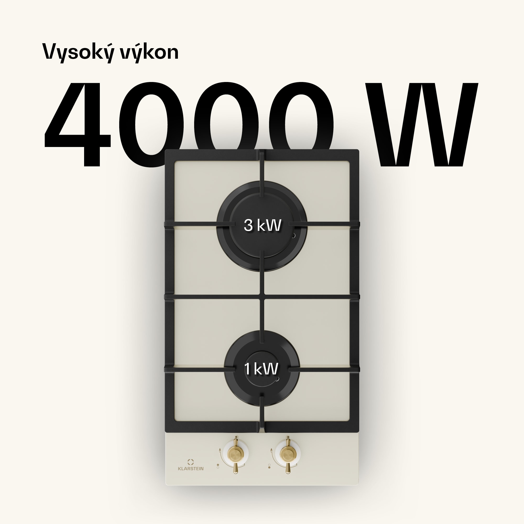 Klarstein Victoria Domino, plynová varná doska, 2 Sabaf horáky, sklokeramika, retro dizajn – Obrázok 3