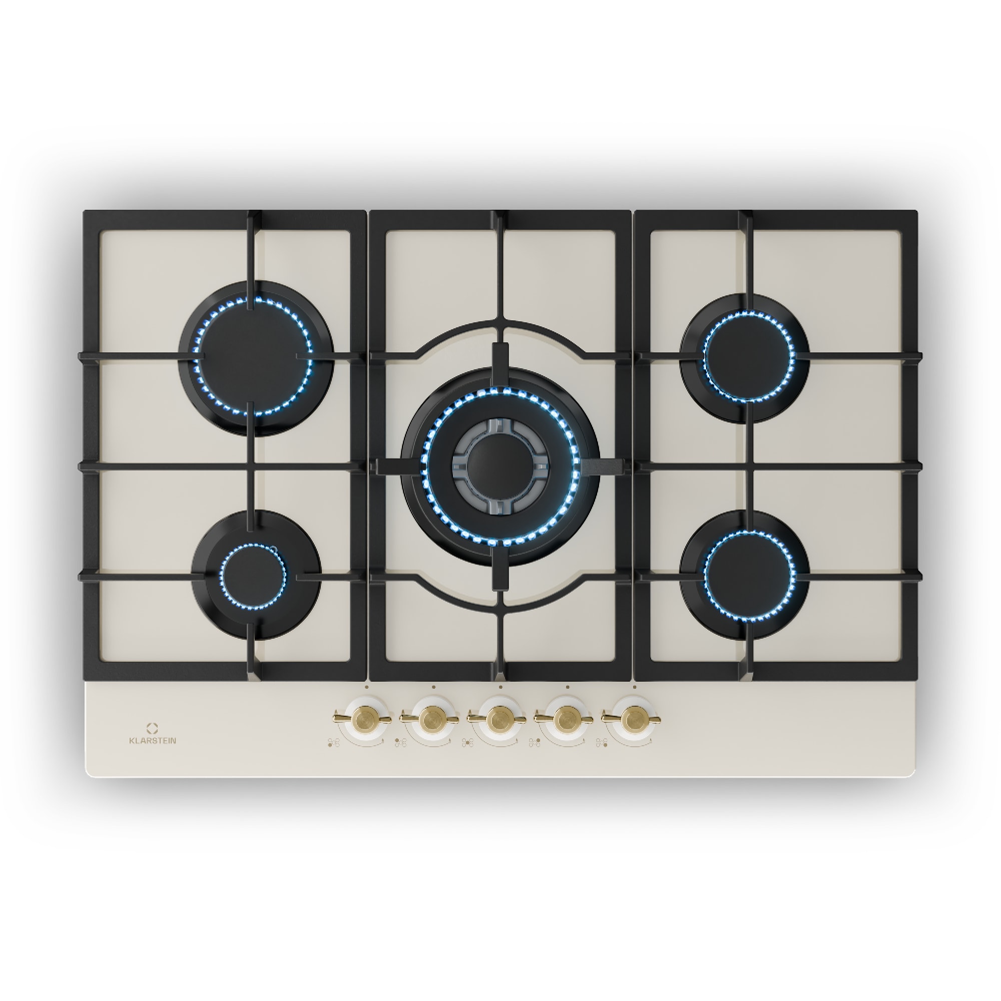 Klarstein Victoria 5, plynová varná doska, 5 Sabaf horákov, sklokeramika, retro vzhľad