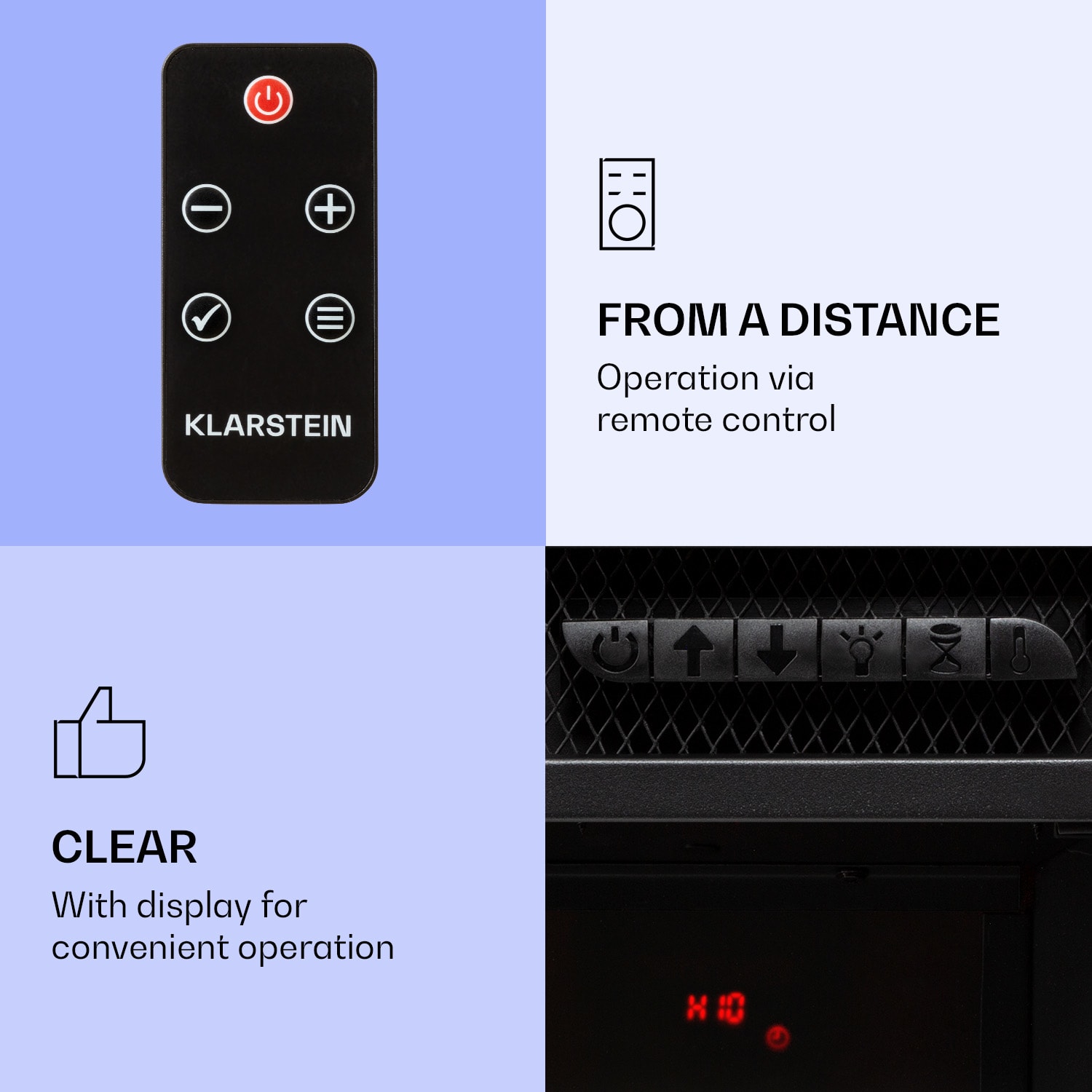 Klarstein Studio 10 Arc, elektrický krb, 1800 W, LED plamene, ventilátor, diaľkové ovládanie – Obrázok 3