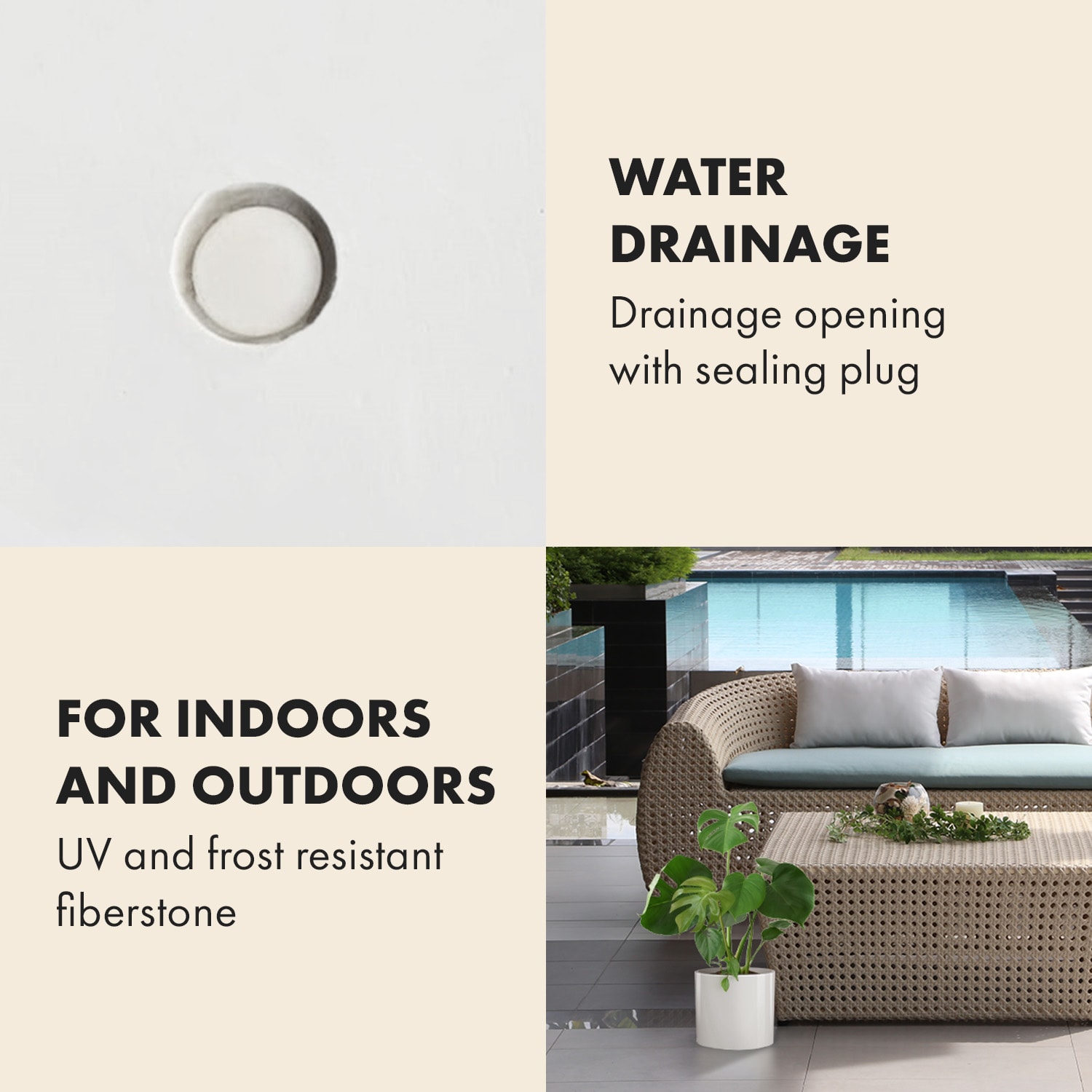 Fox & Fern Gendt, kvetináč, fiberstone, interiér/exteriér – Obrázok 4