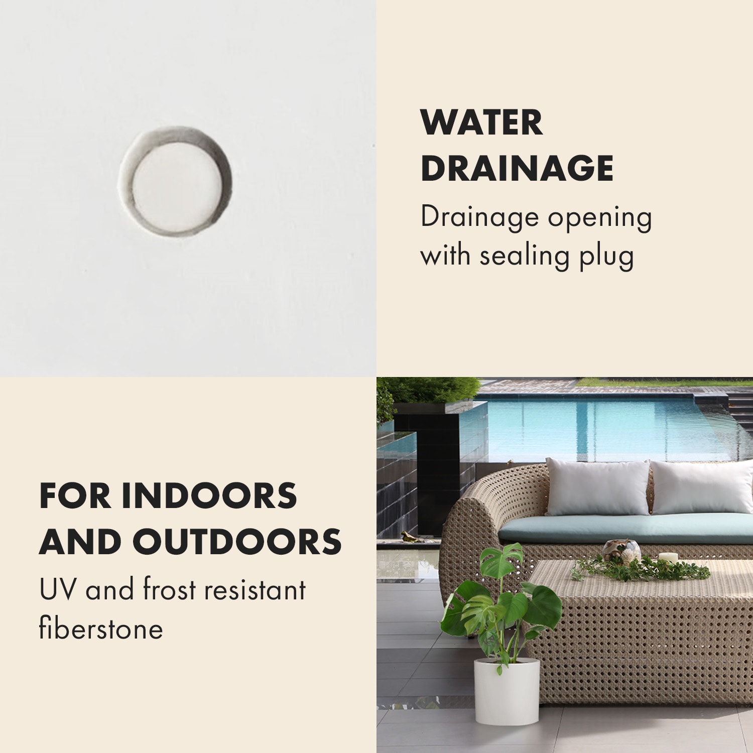 Blumfeldt Gendt, kvetináč, vrchný kvetináč, súprava 2 kusov, veľkosti L/XL, fiberstone, interiér/exteriér – Obrázok 4