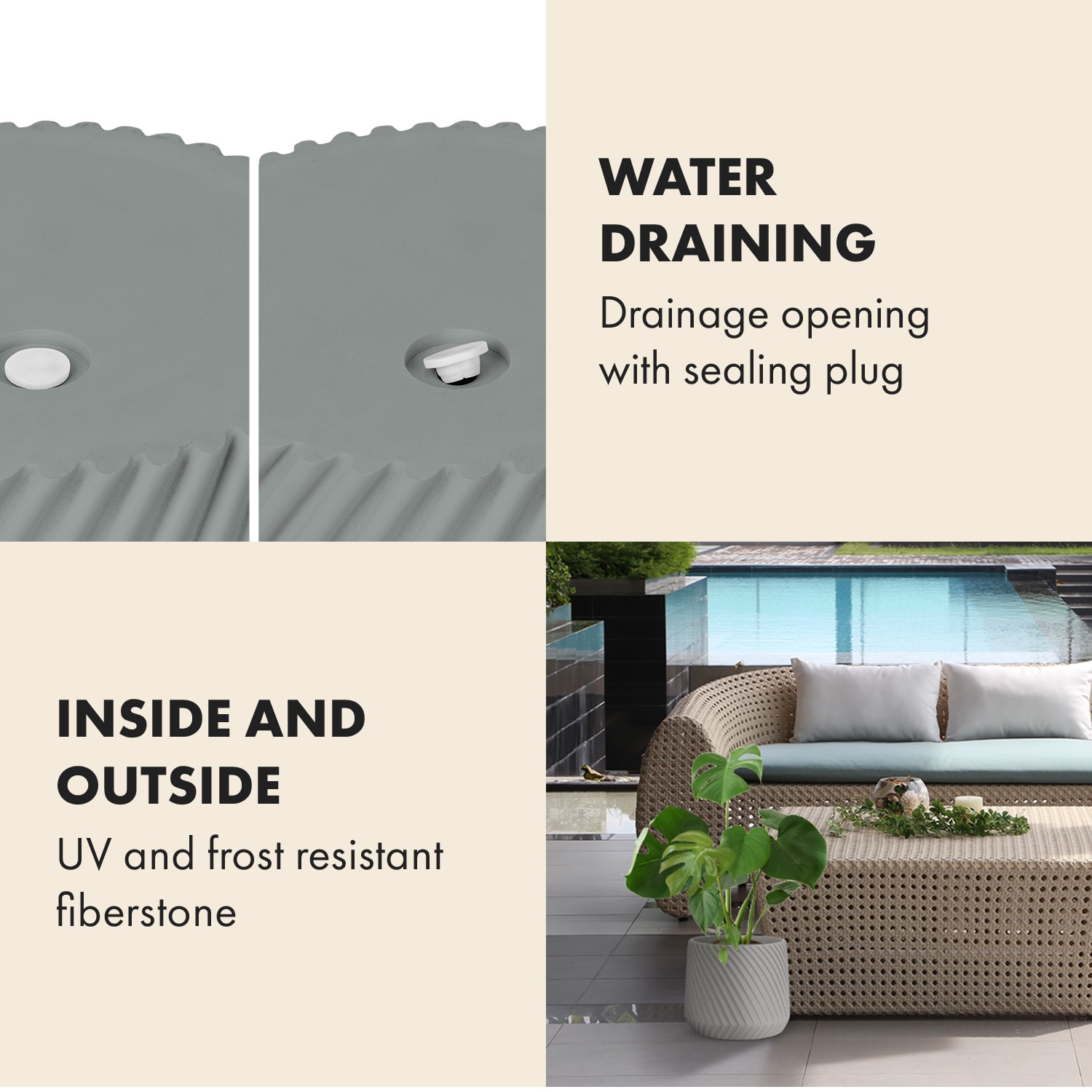 Fox & Fern Heusden, kvetináč, Polystone, vhodný pre rastliny, ručná výroba – Obrázok 4