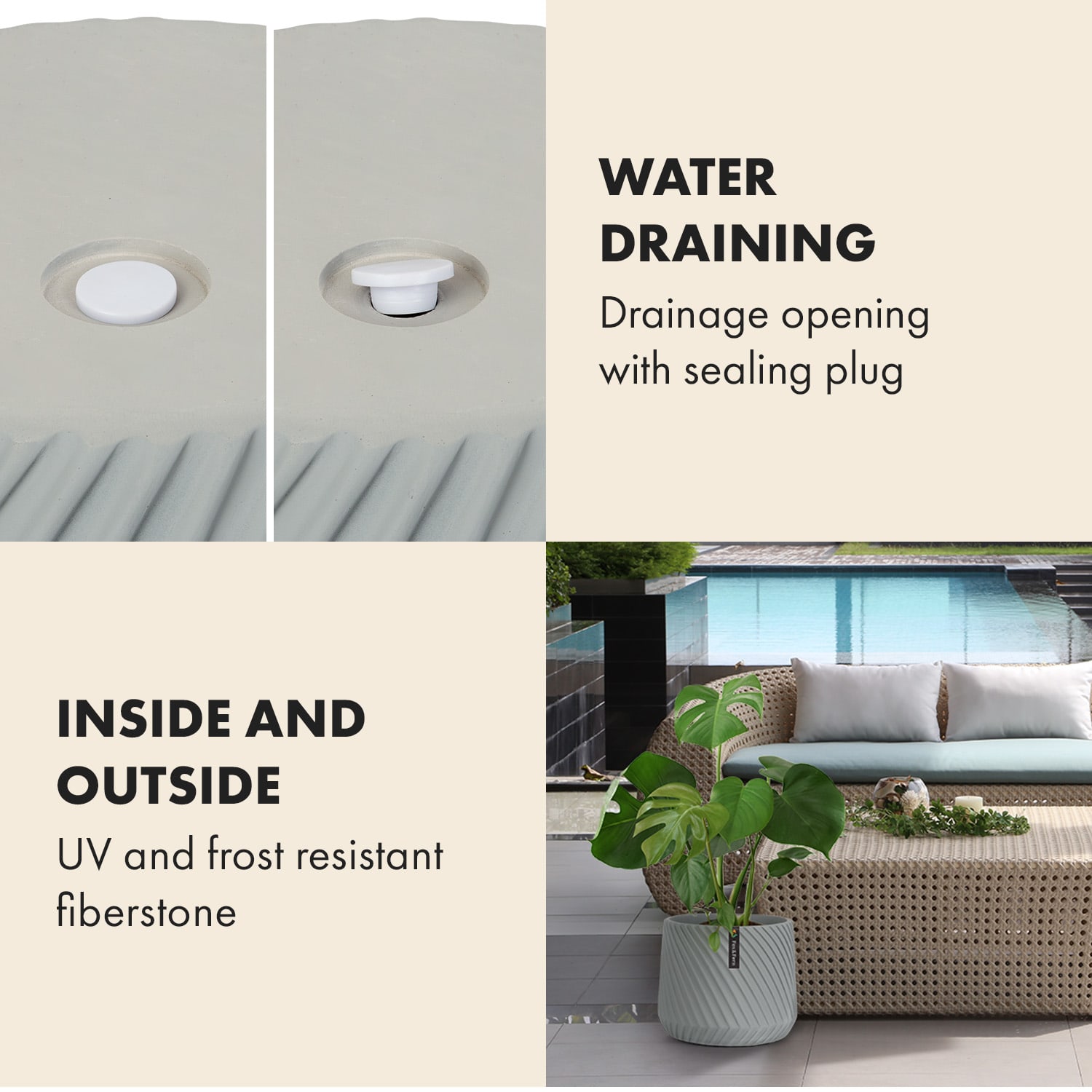 Fox & Fern Heusden, kvetináč, Polystone, vhodný pre rastliny, ručná výroba – Obrázok 4