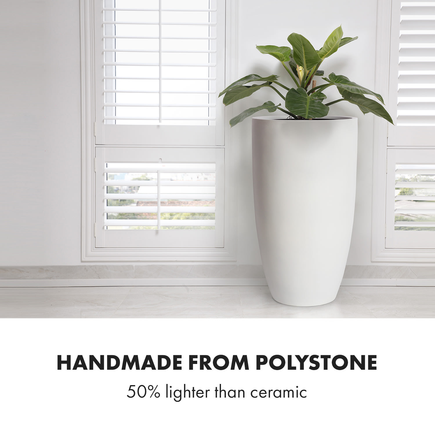 Fox & Fern Almere Kvetináč Fibre Stone ideálny pre rastliny, ručne vyrobený, kužeľovitý – Obrázok 4