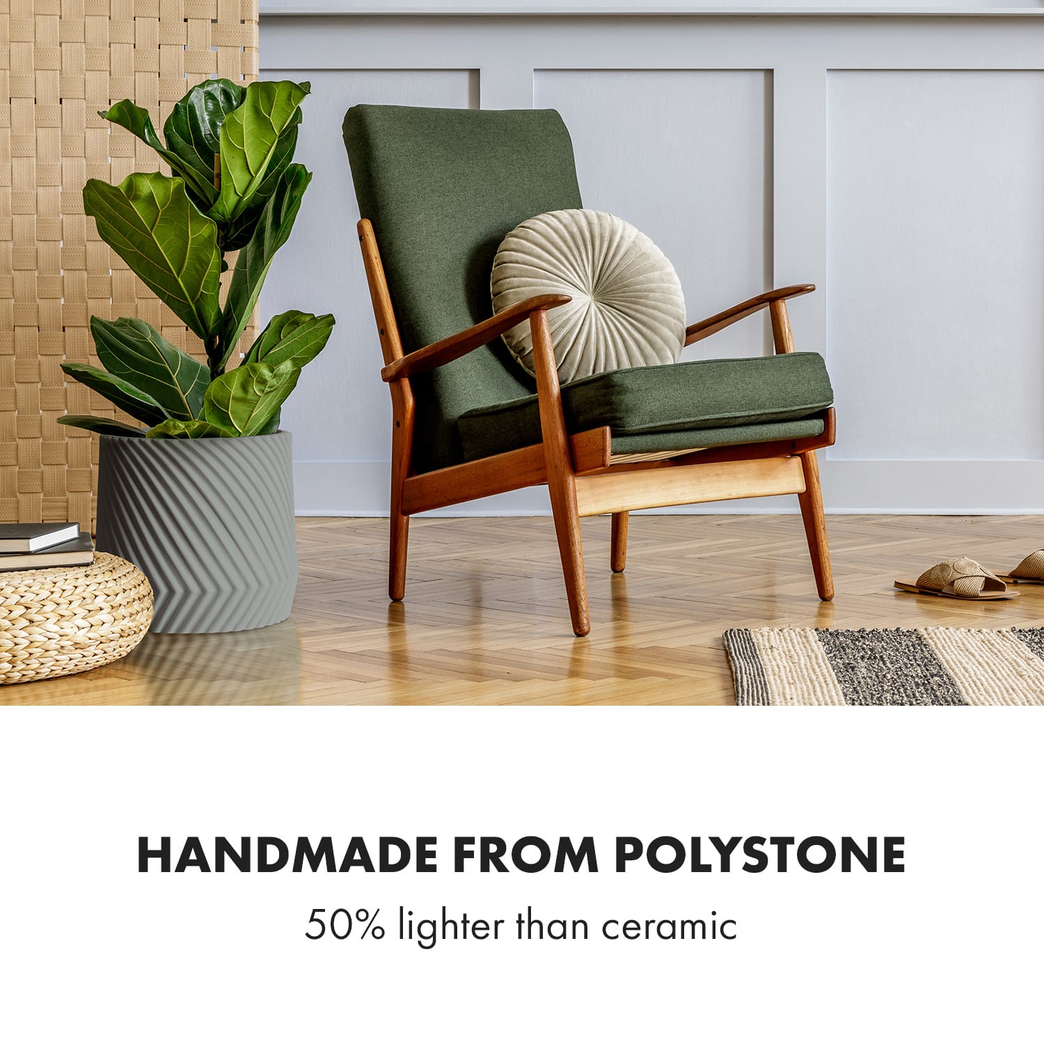 Fox & Fern Heusden, kvetináč, Polystone, vhodný pre rastliny, ručná výroba – Obrázok 4