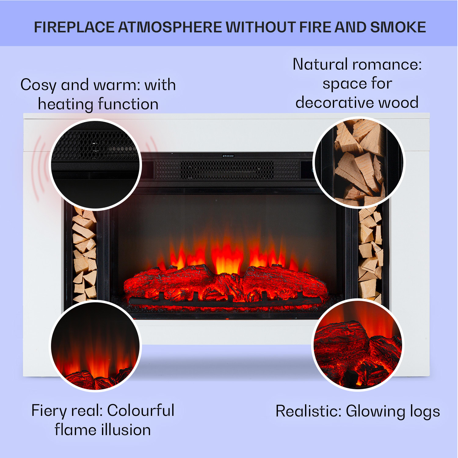 Klarstein Studio Loft 2, elektrický krb, 1900 W, LED technológia, diaľkové ovládanie – Obrázok 2