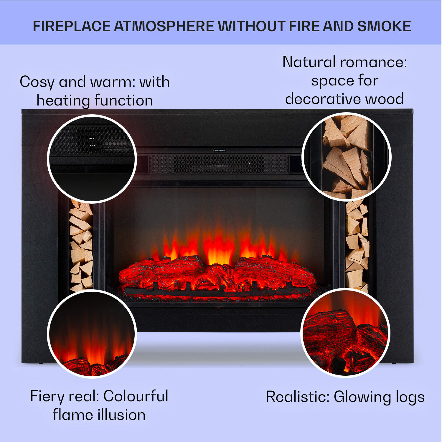 Klarstein Studio Loft 2, elektrický krb, 1900 W, LED technológia, diaľkové ovládanie – Obrázok 2