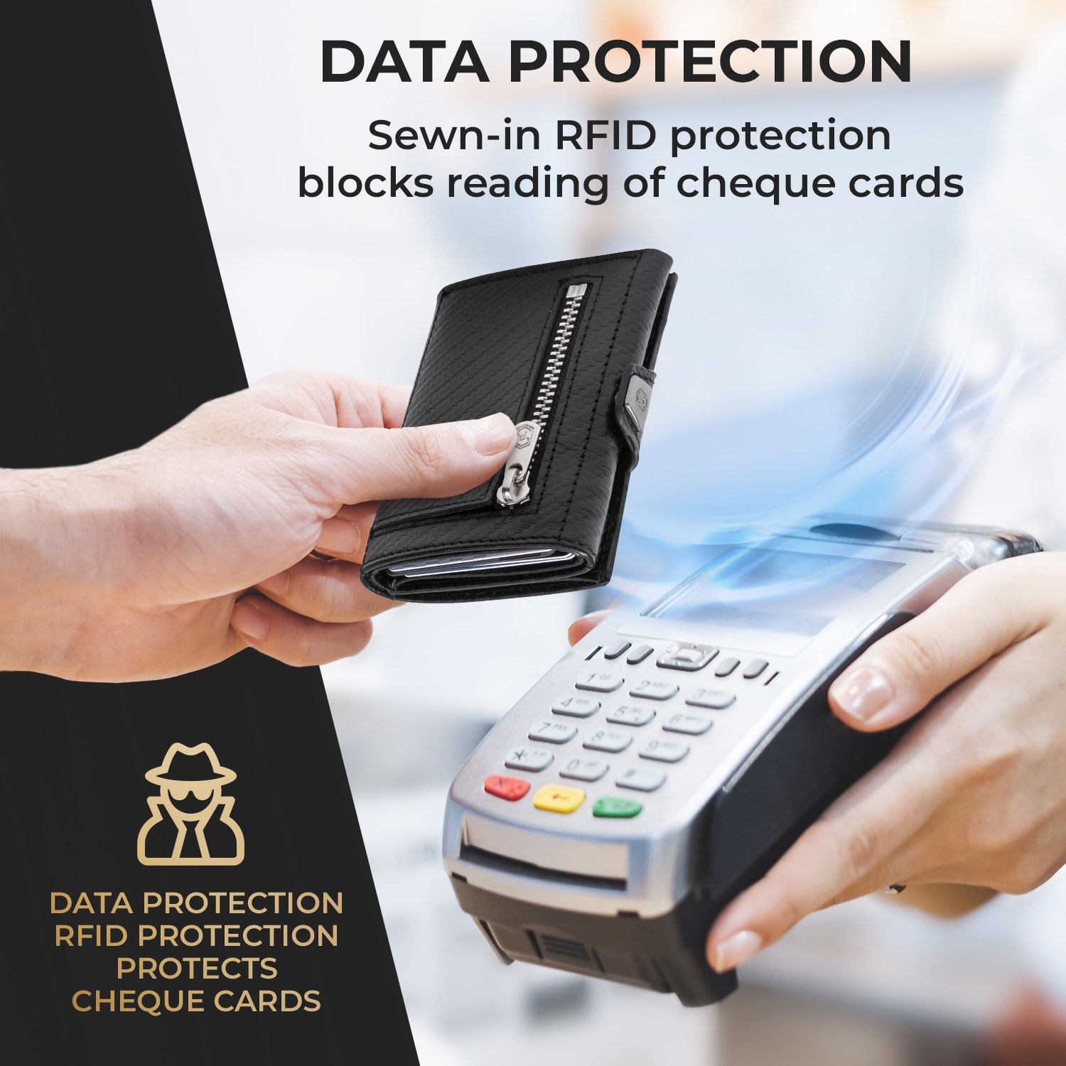 Slimpuro TRYO Slim Wallet 5 kariet vrecko na mince, 9,2 x 2,2 x 7,5 cm (Š x V xH), ochrana RFID – Obrázok 3