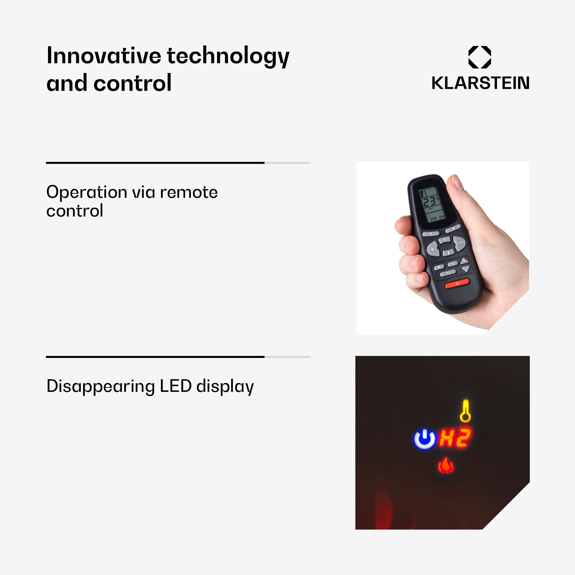 Klarstein Galeras, elektrický nástenný a vstavaný krb, 1800 W, LED, 3 farby, časovač – Obrázok 5