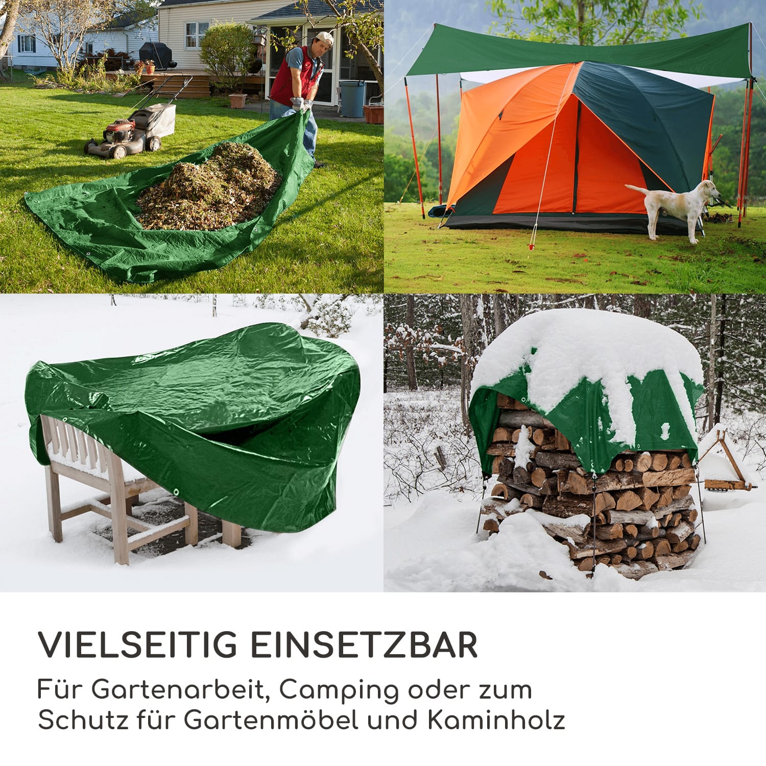 Blumfeldt Aegis, krycia plachta tkaná, univerzálna plachta, plast, zosilnené rohy, lanko – Obrázok 2