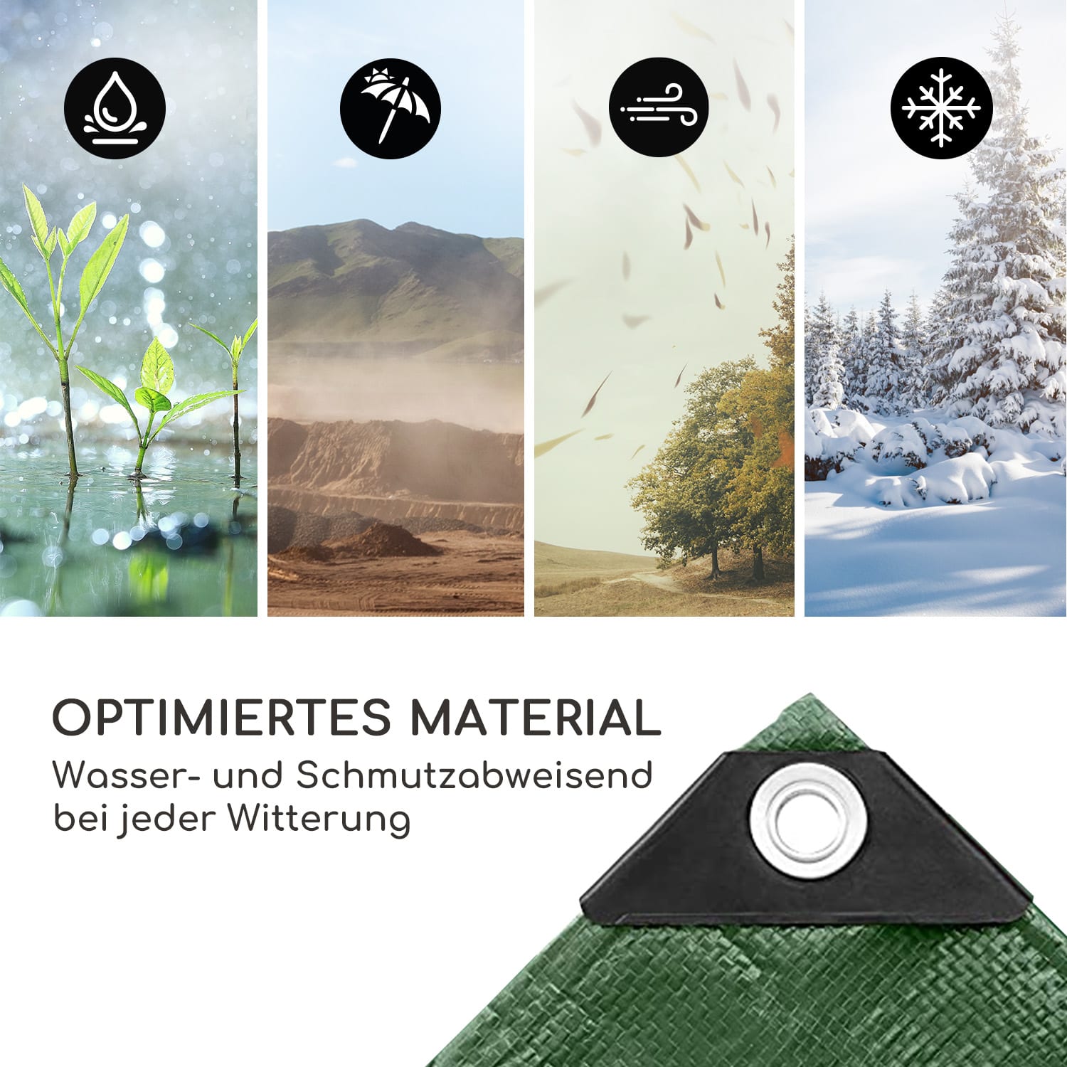 Blumfeldt Aegis, krycia plachta tkaná, univerzálna plachta, plast, zosilnené rohy, lanko – Obrázok 4