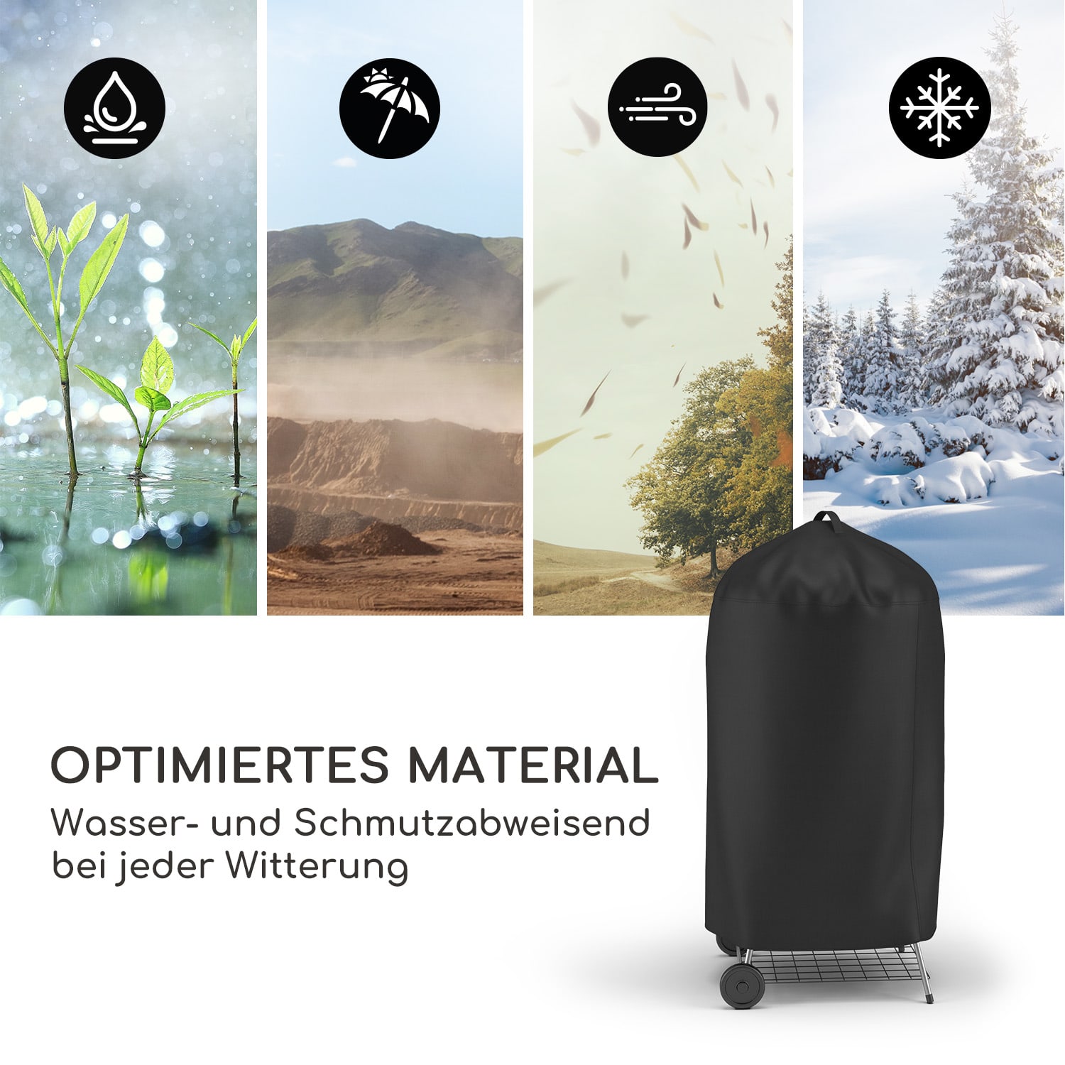 Blumfeldt Grillguard, ochranný kryt na okrúhle grily, do Ø 70 cm, UV odolný, držiak – Obrázok 4