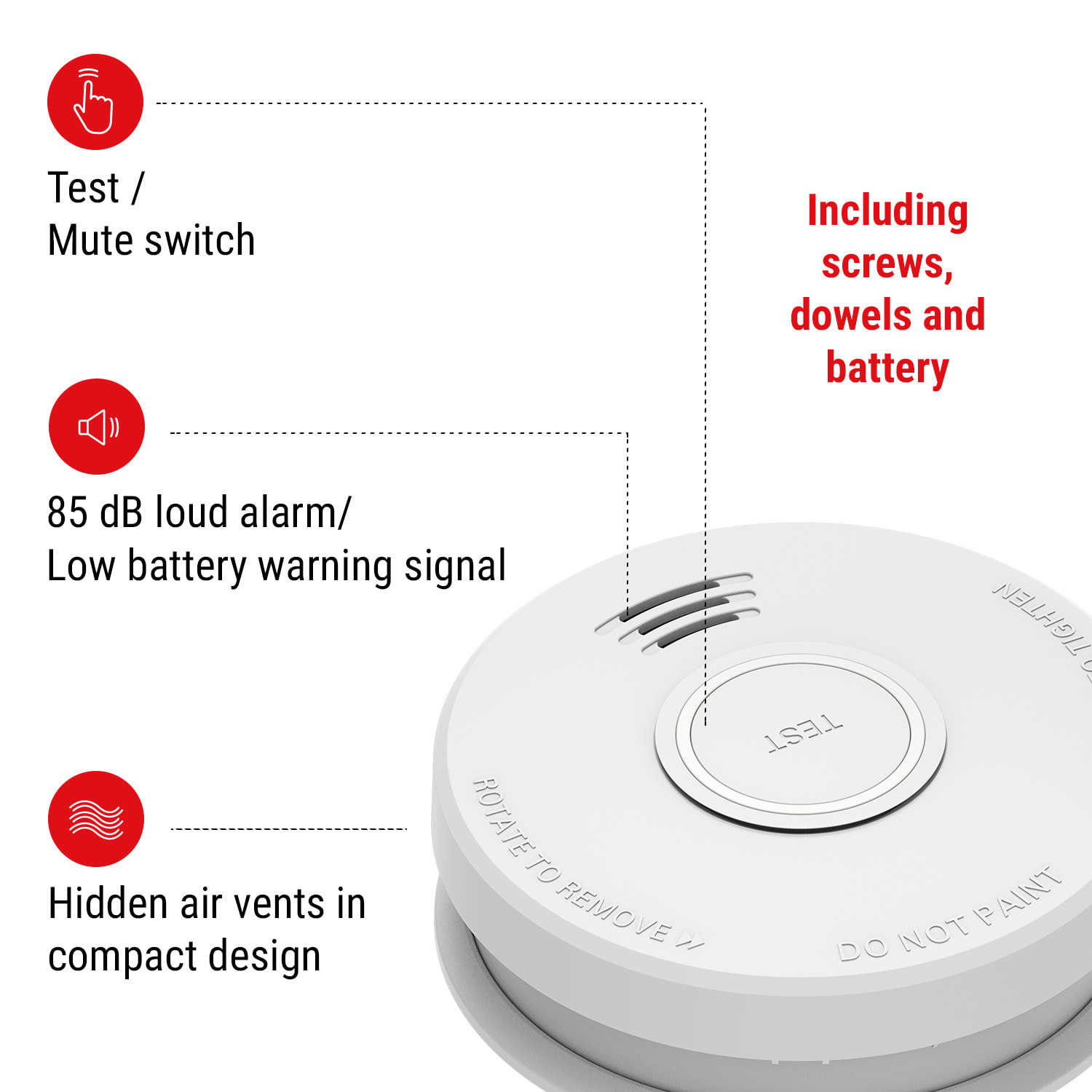 SHD by oneConcept Detektor dymu DOF19, plast, výstražný signál: 85 dB, 9V na batérie – Obrázok 2