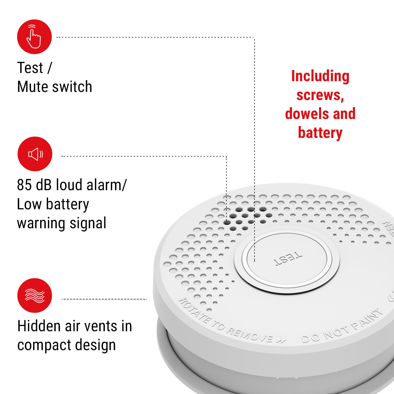 SHD by oneConcept Detektor dymu DOF29, plast, výstražný signál: 85 dB, 9V na batérie – Obrázok 2