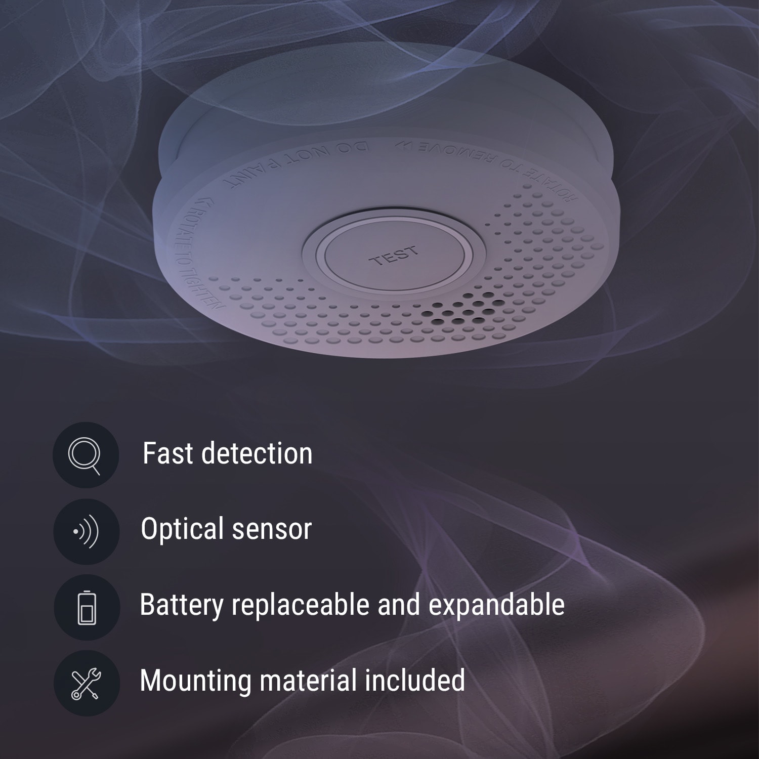 SHD by oneConcept Detektor dymu DOF29, plast, výstražný signál: 85 dB, 9V na batérie – Obrázok 3