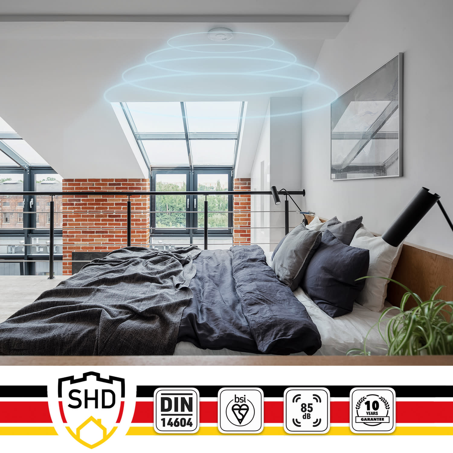 SHD by oneConcept Detektor dymu DOF29, plast, výstražný signál: 85 dB, 9V na batérie – Obrázok 5