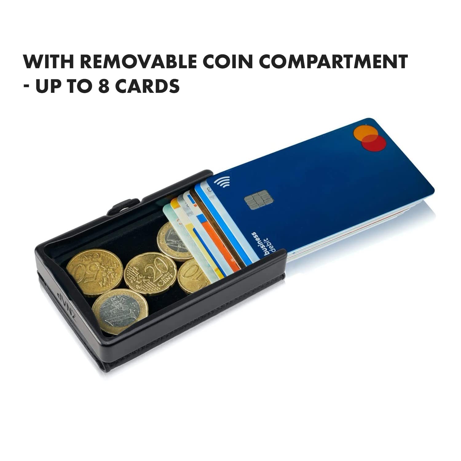 Slimpuro ZNAP, tenká peňaženka, 12 kariet, priečinok na mince, 8,9 × 1,8 × 6,3 cm (Š × V × H), RFID ochrana – Obrázok 5