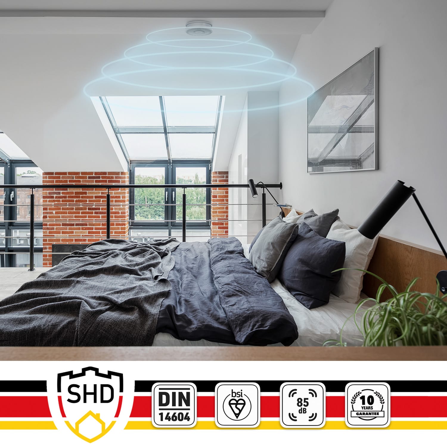 SHD by oneConcept Detektor dymu DOF39, plast, výstražný signál: 85 dB, 9V na batérie – Obrázok 5