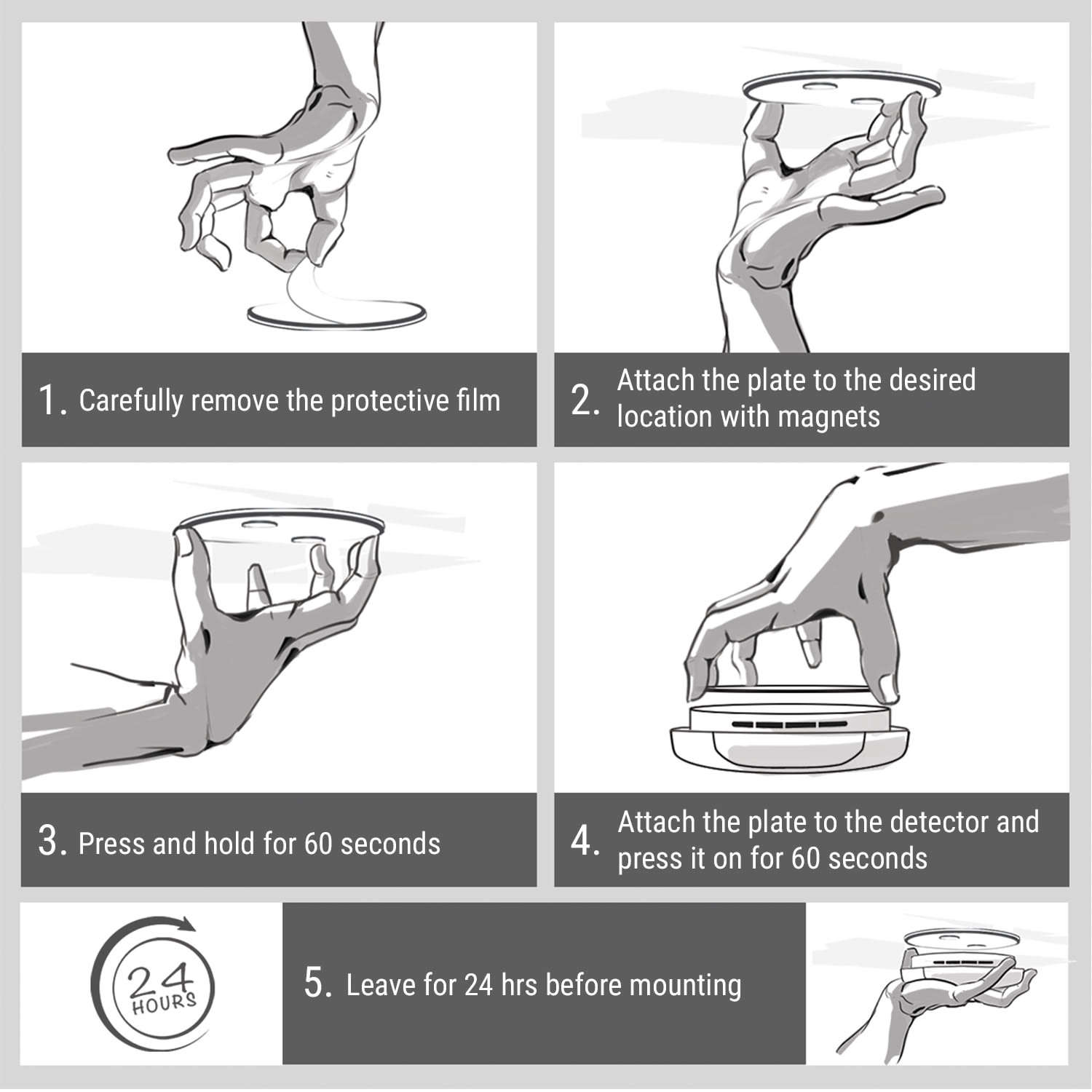 SHD by oneConcept Magnetic mount, Magnetický držiak pre detektory dymu, od Ø 7 cm samolepiaci, – Obrázok 5