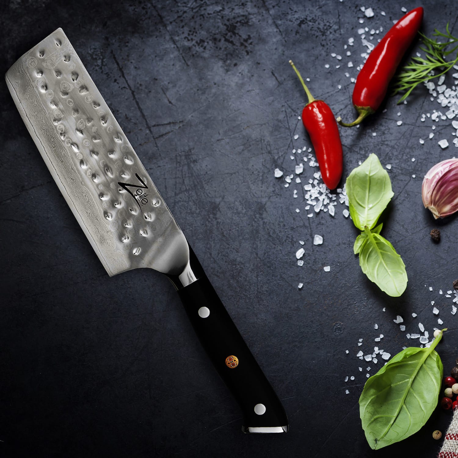 Zelite Infinity by Klarstein Alpha-Royal Japanese Series, 6" kuchársky nôž nakiri, damašková oceľ – Obrázok 4