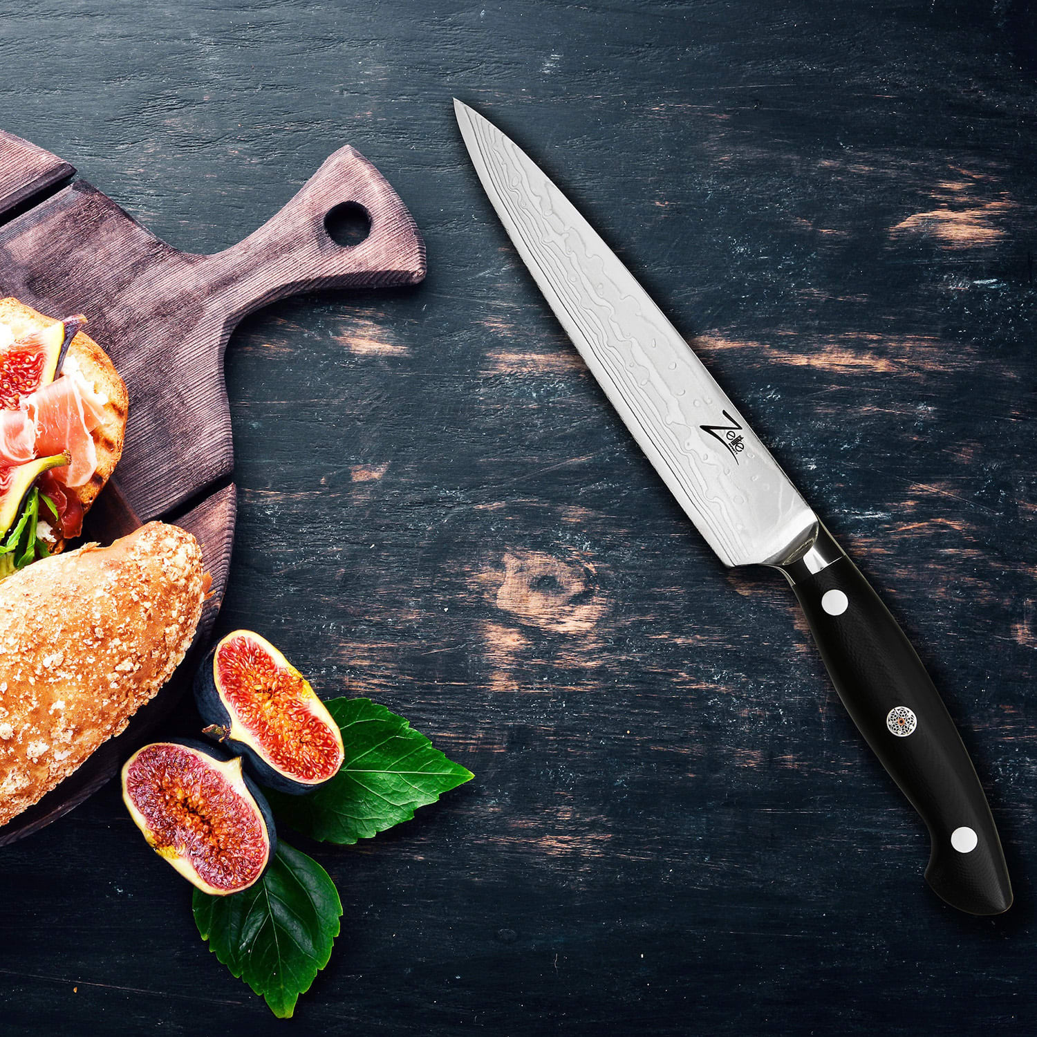 Zelite Infinity by Klarstein Executive-Plus, 6" univerzálny nôž, 61 HRC, damašková oceľ – Obrázok 3