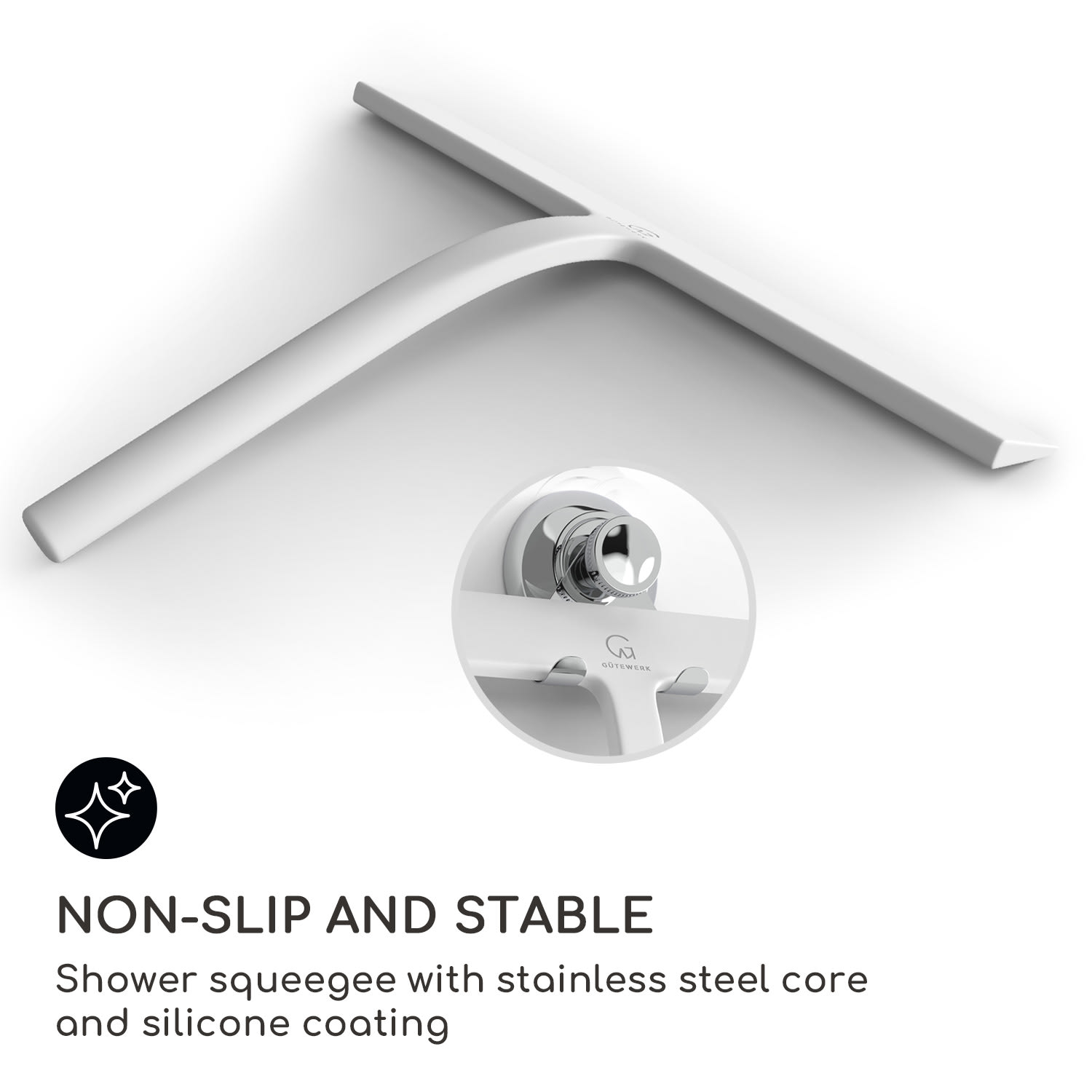 Gütewerk by blumfeldt Blaze Stierka na sprchový kút 28 cm Silikónový kryt Jadro z nehrdzavejúcej ocele Moderný dizajn – Obrázok 2