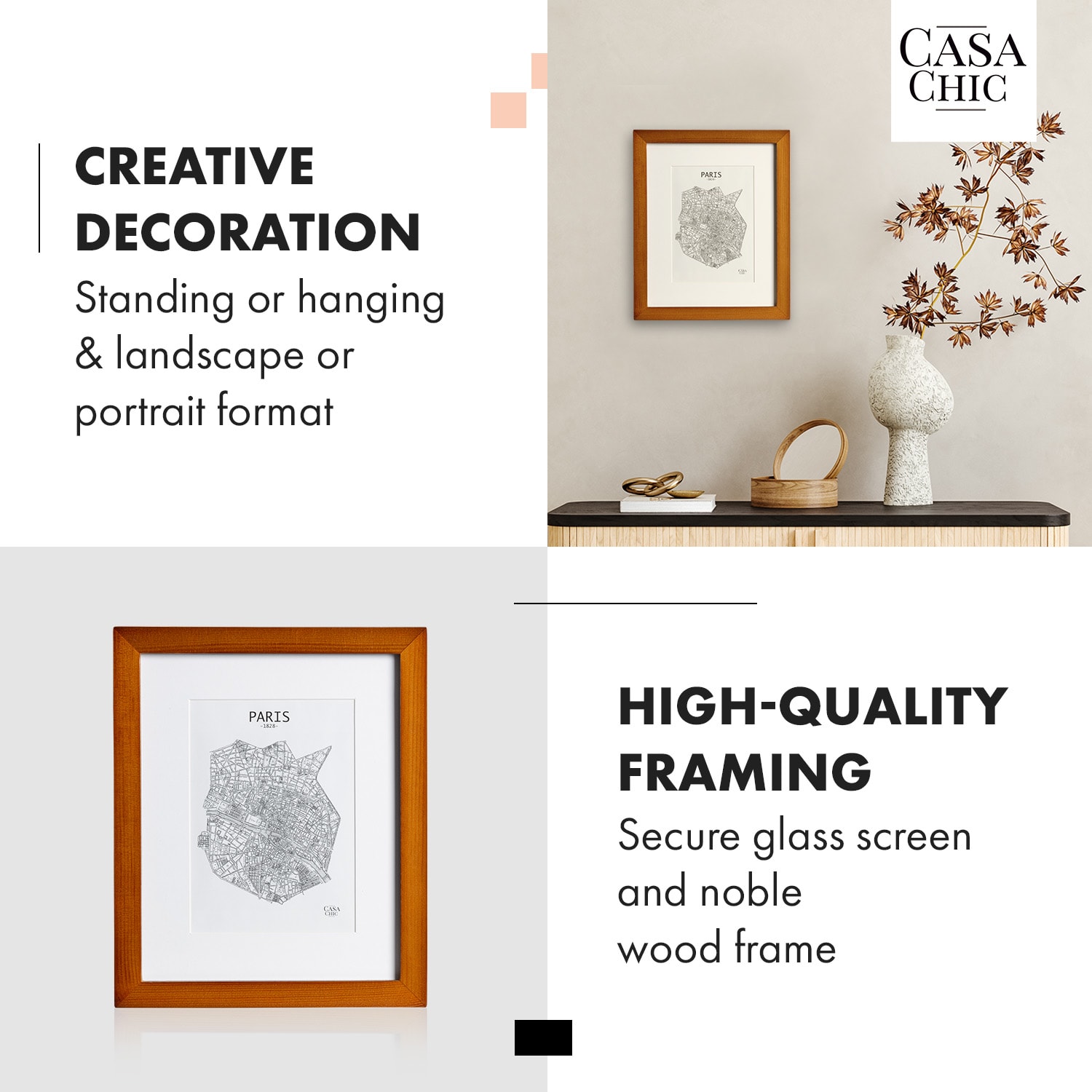 Casa Chic Kenton, rám na obrázky, obdĺžnikový, 25 x 20 cm, pasparta, sklo – Obrázok 3