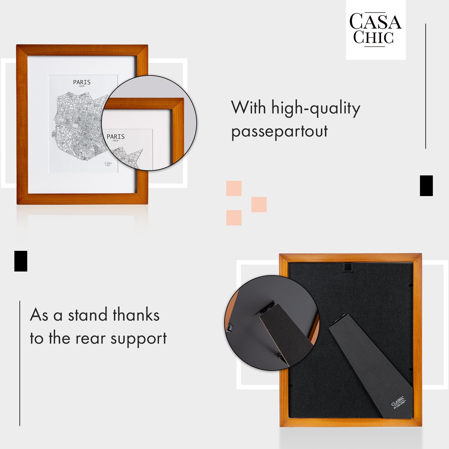 Casa Chic Kenton, rám na obrázky, obdĺžnikový, 25 x 20 cm, pasparta, sklo – Obrázok 4