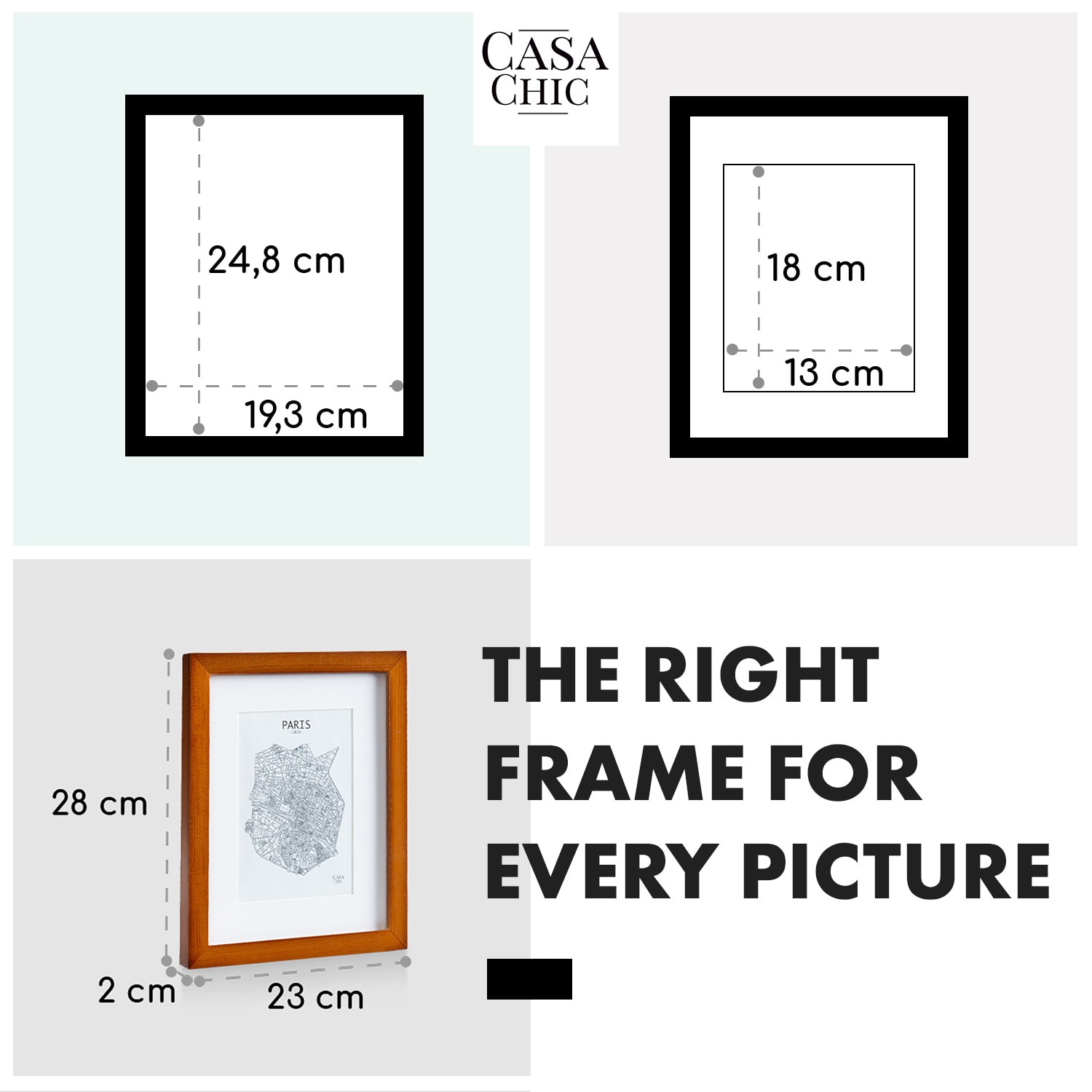 Casa Chic Kenton, rám na obrázky, obdĺžnikový, 25 x 20 cm, pasparta, sklo – Obrázok 5