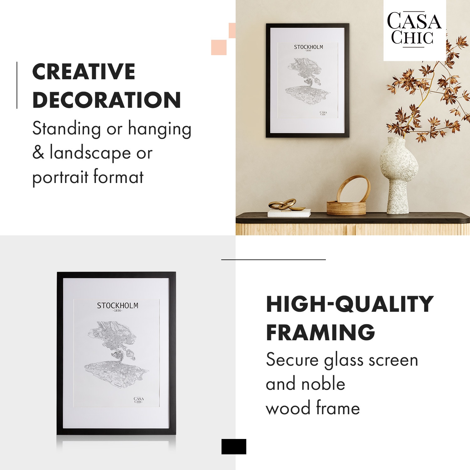 Casa Chic Kenton, rám na obrázky, obdĺžnikový, 70 x 50 cm, pasparta, plexisklo – Obrázok 3