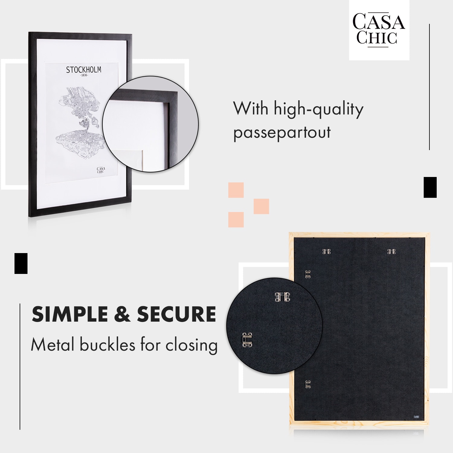 Casa Chic Kenton, rám na obrázky, obdĺžnikový, 70 x 50 cm, pasparta, plexisklo – Obrázok 4