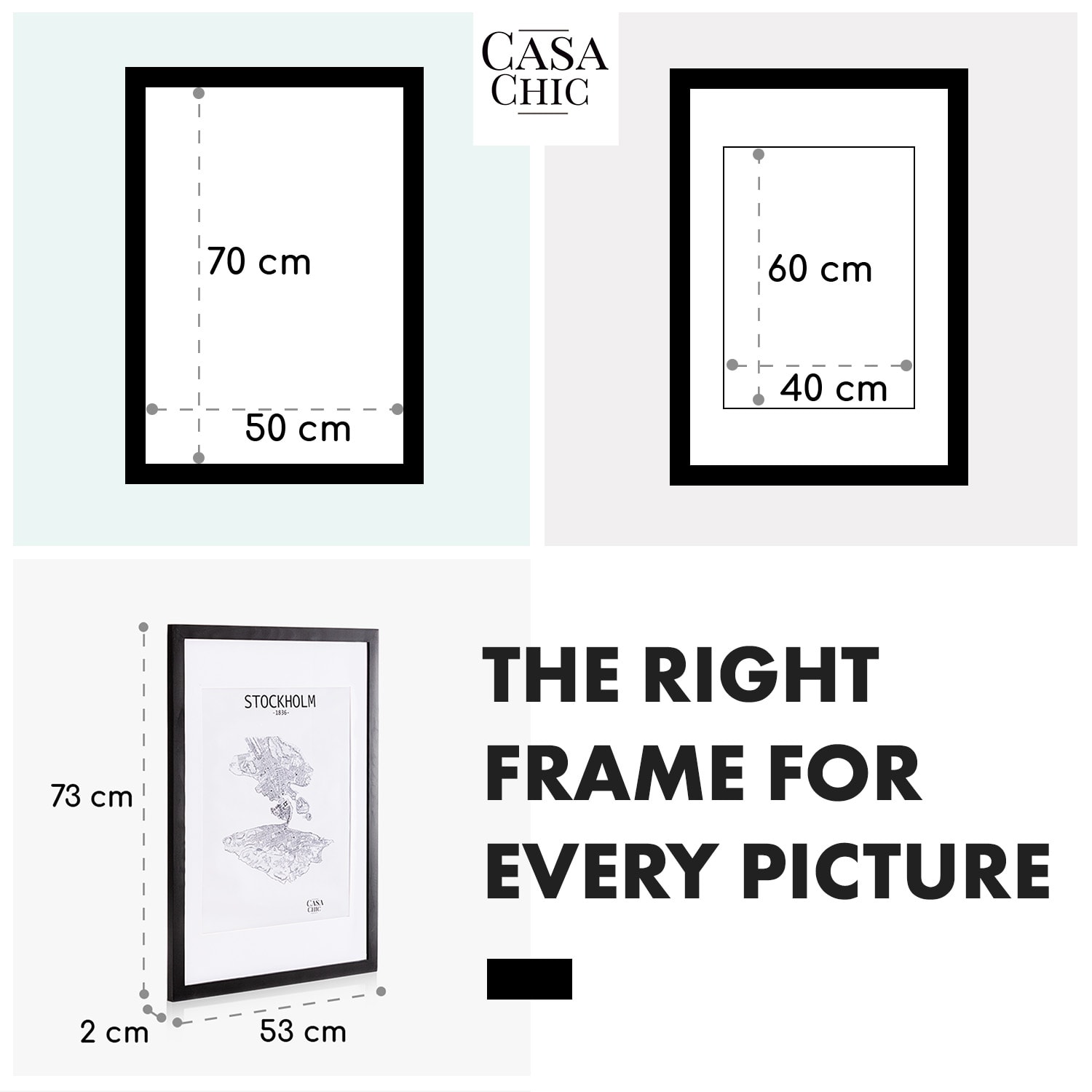 Casa Chic Kenton, rám na obrázky, obdĺžnikový, 70 x 50 cm, pasparta, plexisklo – Obrázok 5