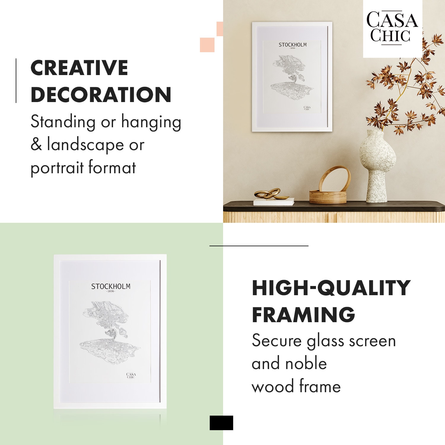 Casa Chic Kenton, rám na obrázky, obdĺžnikový, 70 x 50 cm, pasparta, plexisklo – Obrázok 3