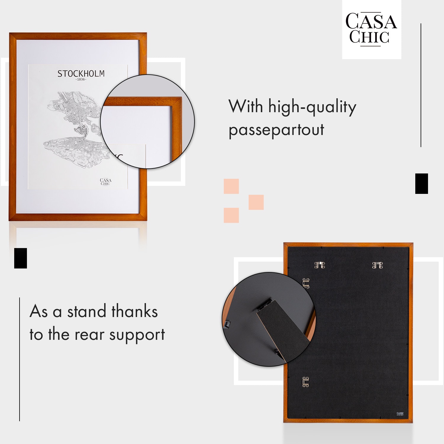 Casa Chic Kenton, rám na obrázky, obdĺžnikový, 70 x 50 cm, pasparta, plexisklo – Obrázok 4