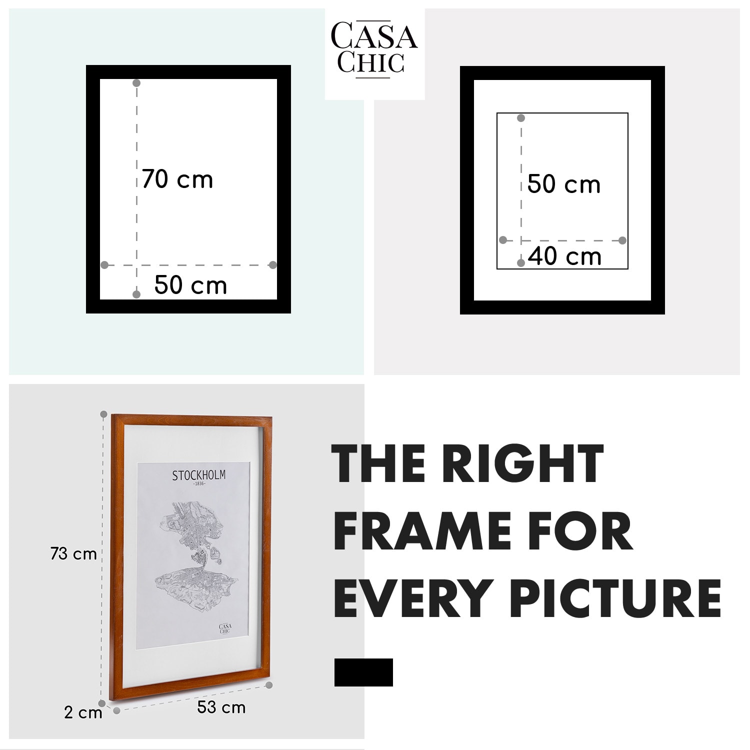 Casa Chic Kenton, rám na obrázky, obdĺžnikový, 70 x 50 cm, pasparta, plexisklo – Obrázok 5